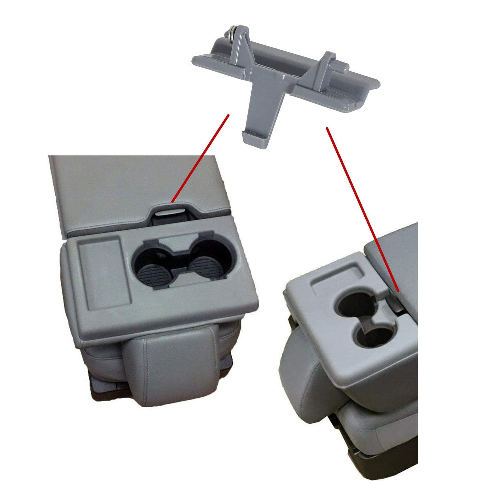 ECOTRICCenter Console Armrest Jump Seat Lid Latch Compatible with 2010-2018 Ford F150 ABS Plastic Gray