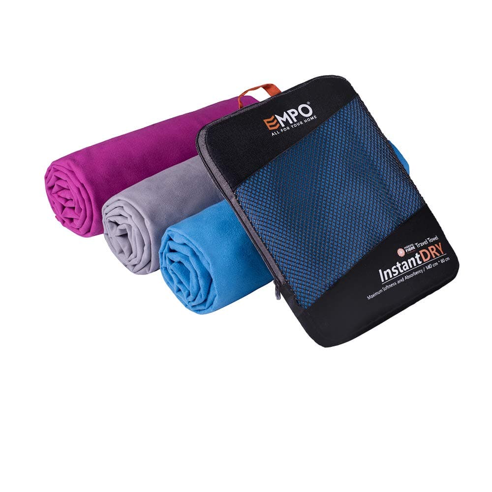 EMPOMicrofibre Travel Towel with zip carry bag Large, 140cm x 80cm-Super Absorbent Quick Dry, Compact & Lightweight, Comfort-Perfect for swimming, yoga, gym, camping