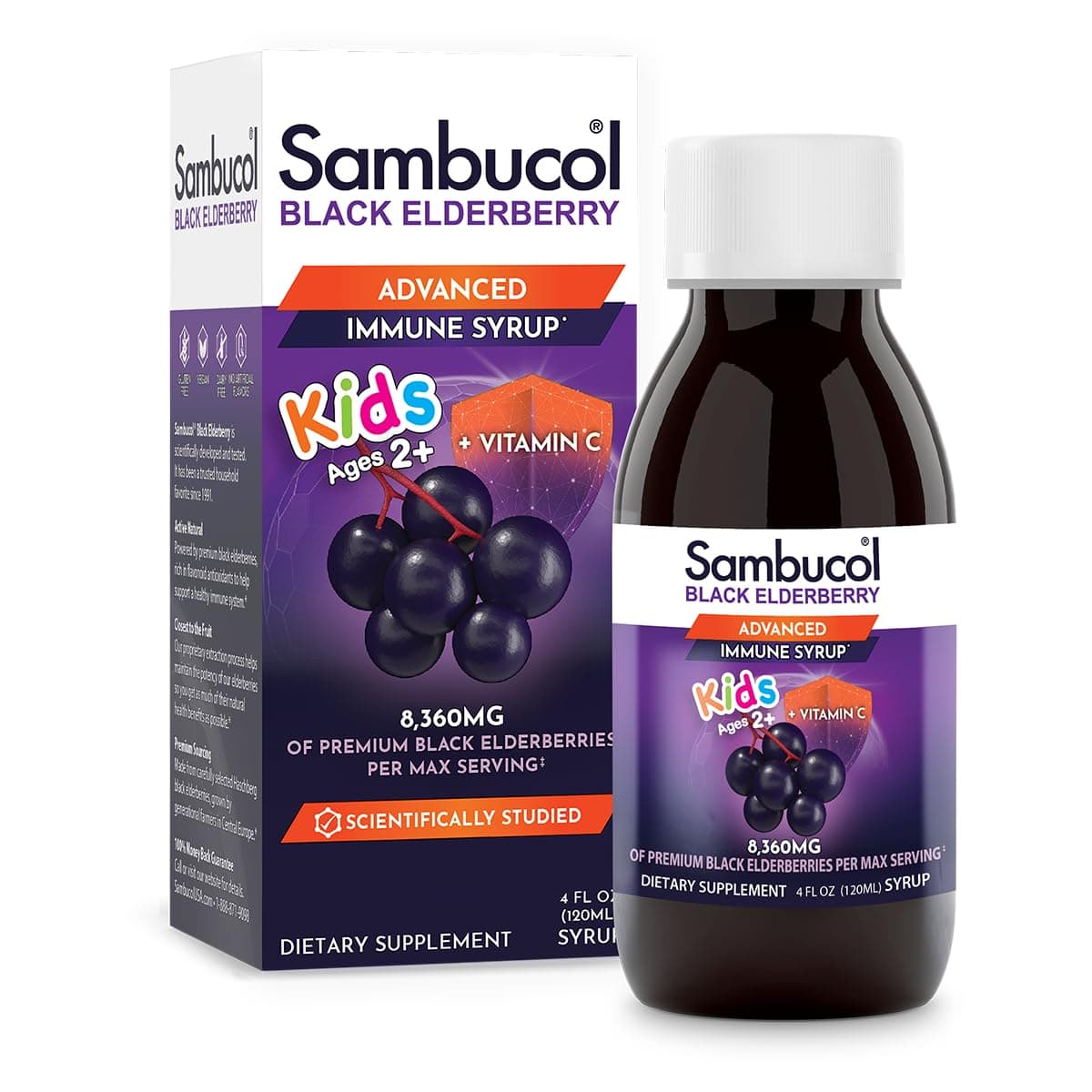 Sambucol Black Elderberry Syrup for Kids - Elderberry Extract Kids, Kids Elderberry Syrup, Black Elderberry for Kids, Kids Immune Support - 4 Fl Oz