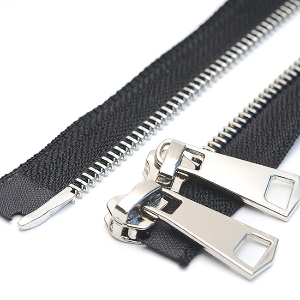 YaHoGa #5 20 Inch 50cm Two Way Separating Jacket Zipper Silver Metal Zippers for Jackets Coats Sewing Crafts (20" TW Silver)