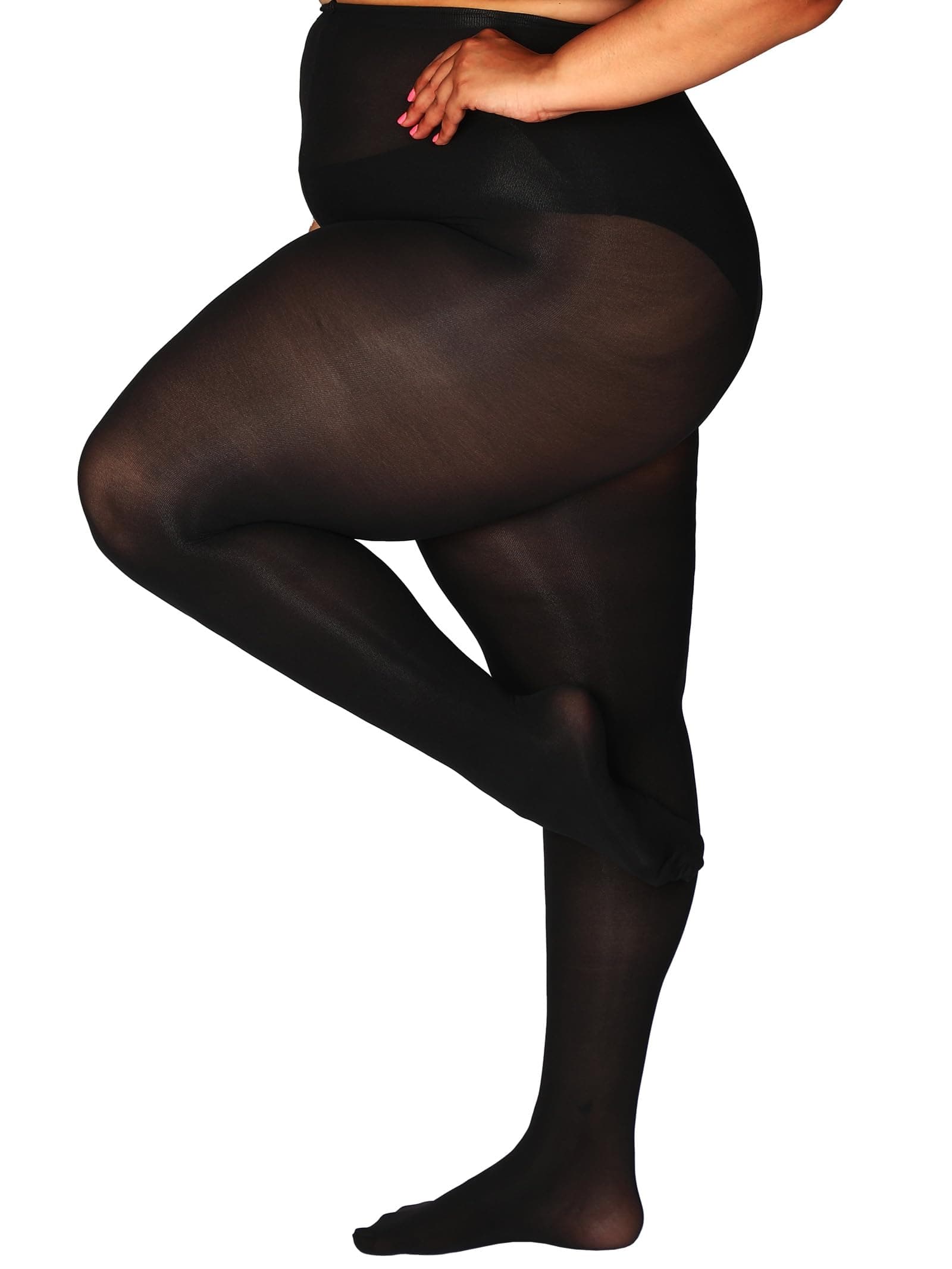 HONENNA Queen Plus Size Tights Semi Opaque Control Top High Waist Stockings Nylons Pantyhose for Women