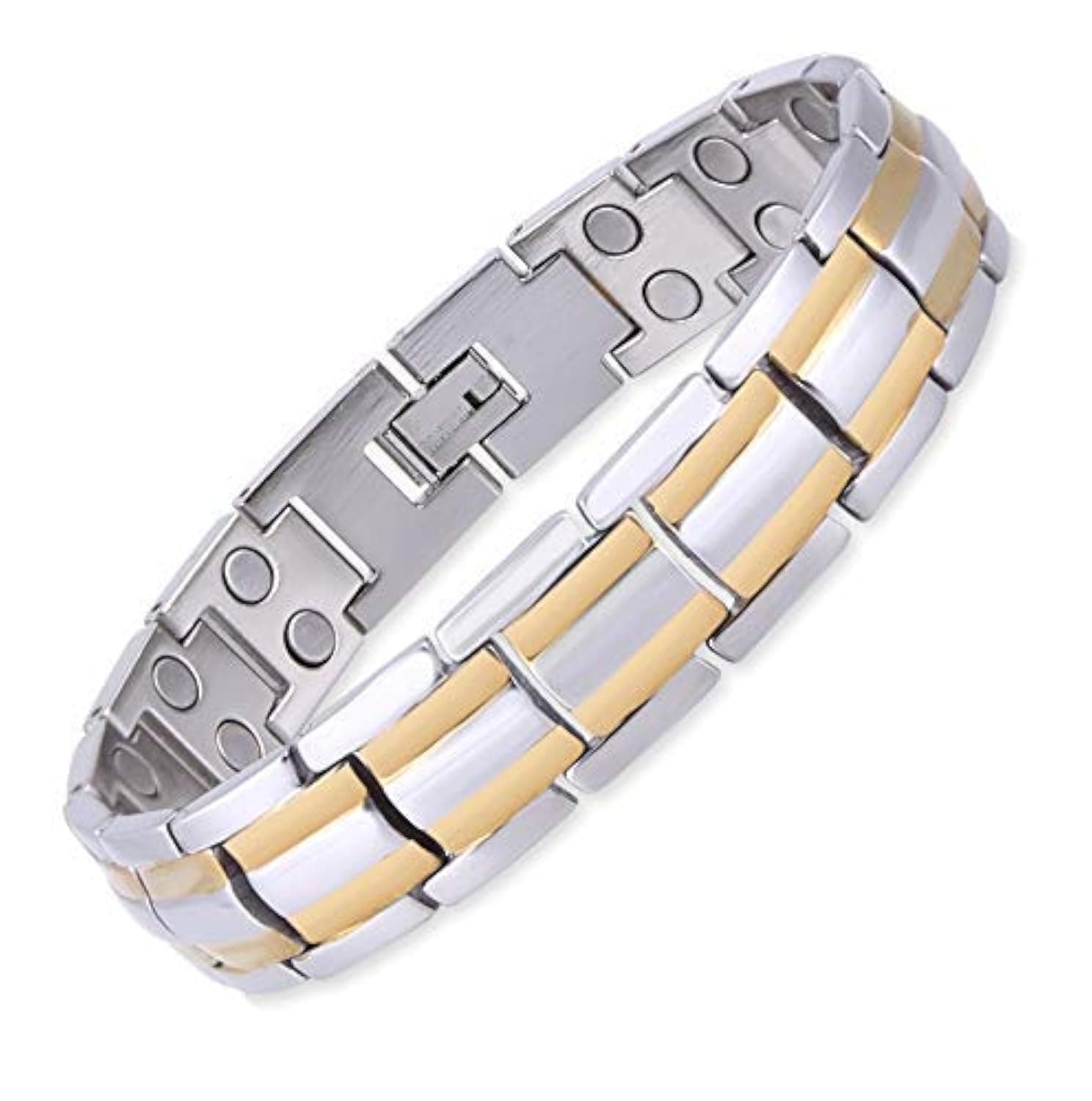 AMAZHEALMetal Silver Plated Bio Magnetic Bracelet For Men (Silver & Gold)