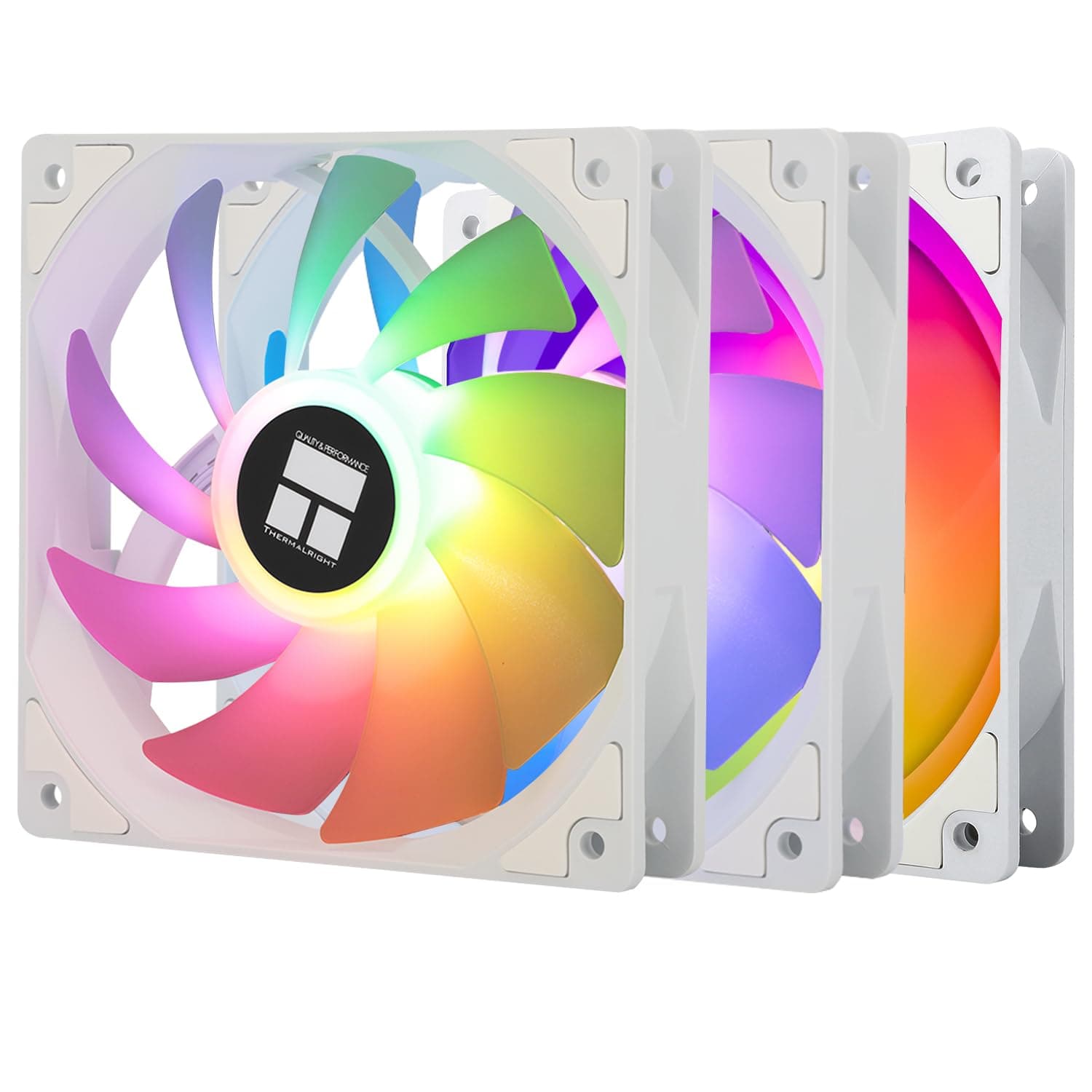 Thermalright TL-C12CW-S X3 CPU Fan 120mm White ARGB Case Cooler Fan, 4pin PWM Silent Computer Fan with S-FDB Bearing Included, up to 1500RPM Cooling Fan（3 Quantities）