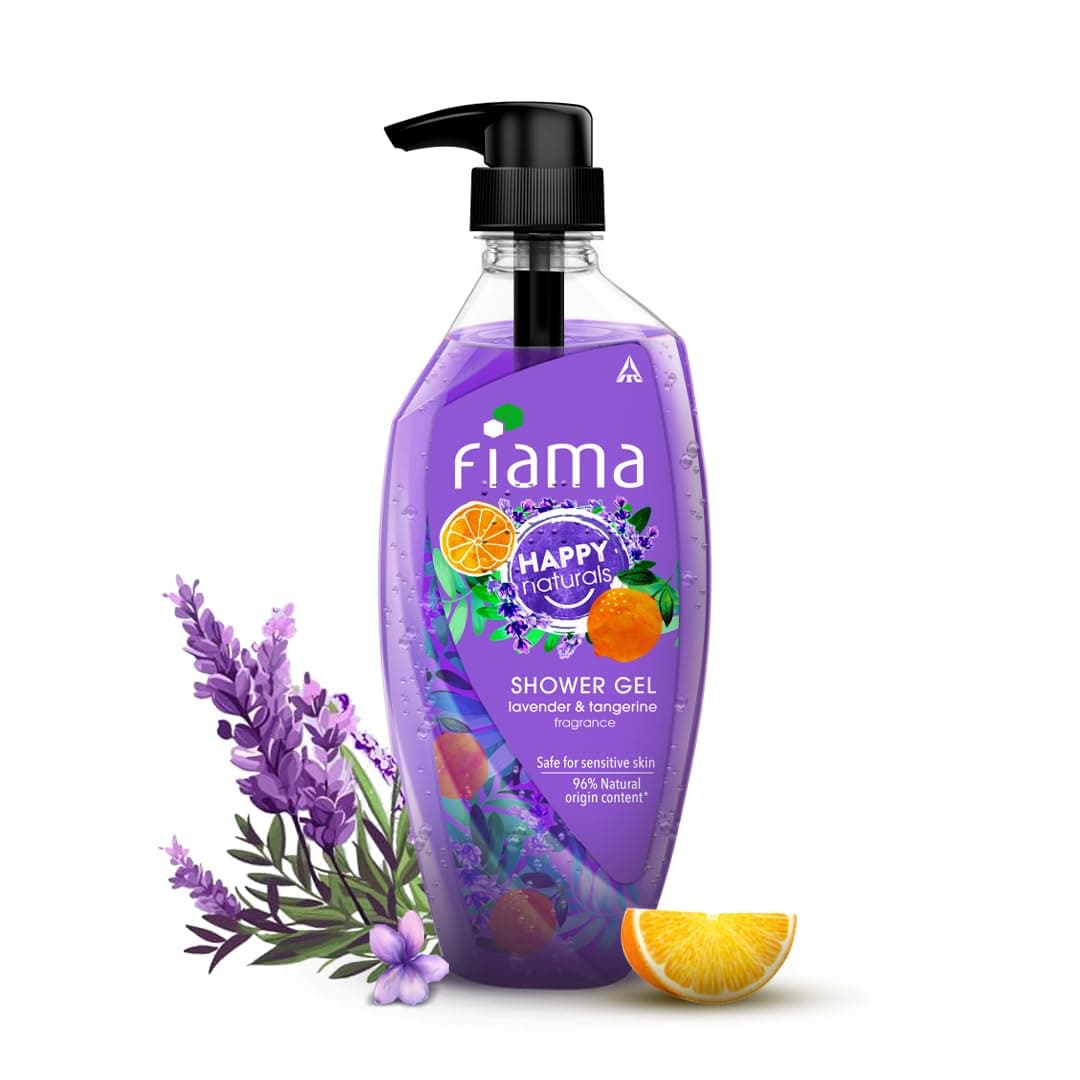 Happy Naturals Body Wash Shower Gel, Lavender and Tangerine, 500ml, Fragrant Body Wash for Women & Men, 96% Natural Origin Content, Safe on Sensitive Skin Bodywash
