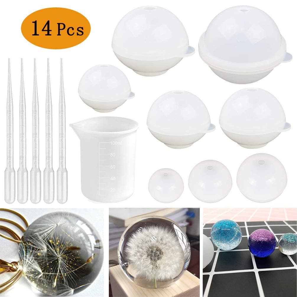 Epoxy Resin Ball Molds Sphere for Jewelry Casting Silicone Molds for Resin Casting Kit DIY Jewelry Decoration Craft Making