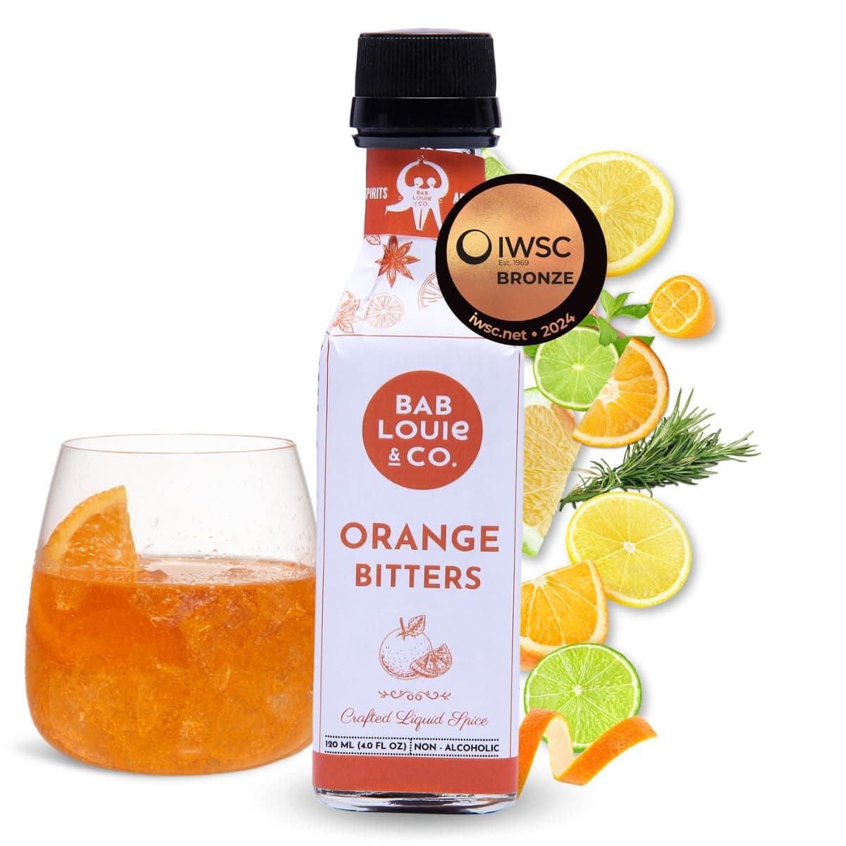 Bab Louie & Co. Orange Bitters For Cocktails, India's First Non-Alcoholic Award Winning Bitters, Natural Made With Real Fruits, Herbs & Spices, Fresh Citrus Notes, Manhattan, Negroni, 120ml