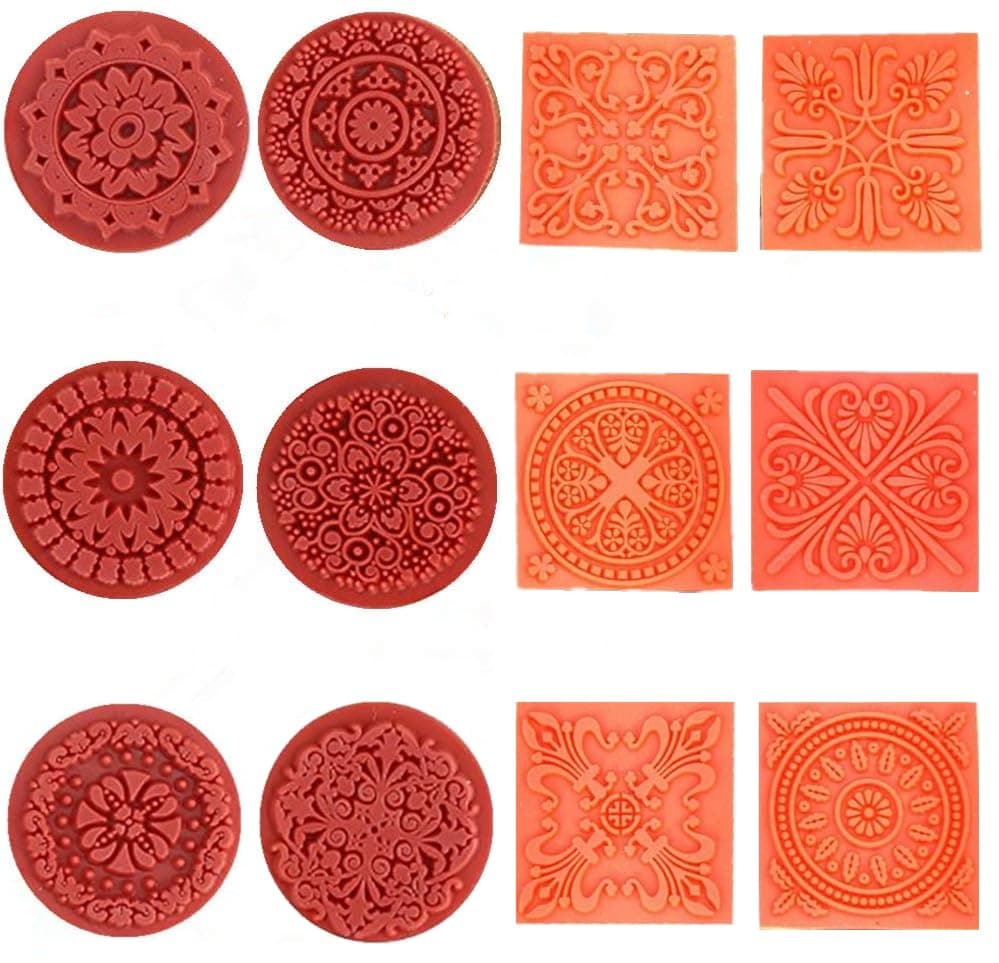 12 Pieces Wooden Stamps, Retro Vintage Floral Flower Pattern Rubber Stamp Set for DIY Craft Card Making Planner Scrapbooking Supplies