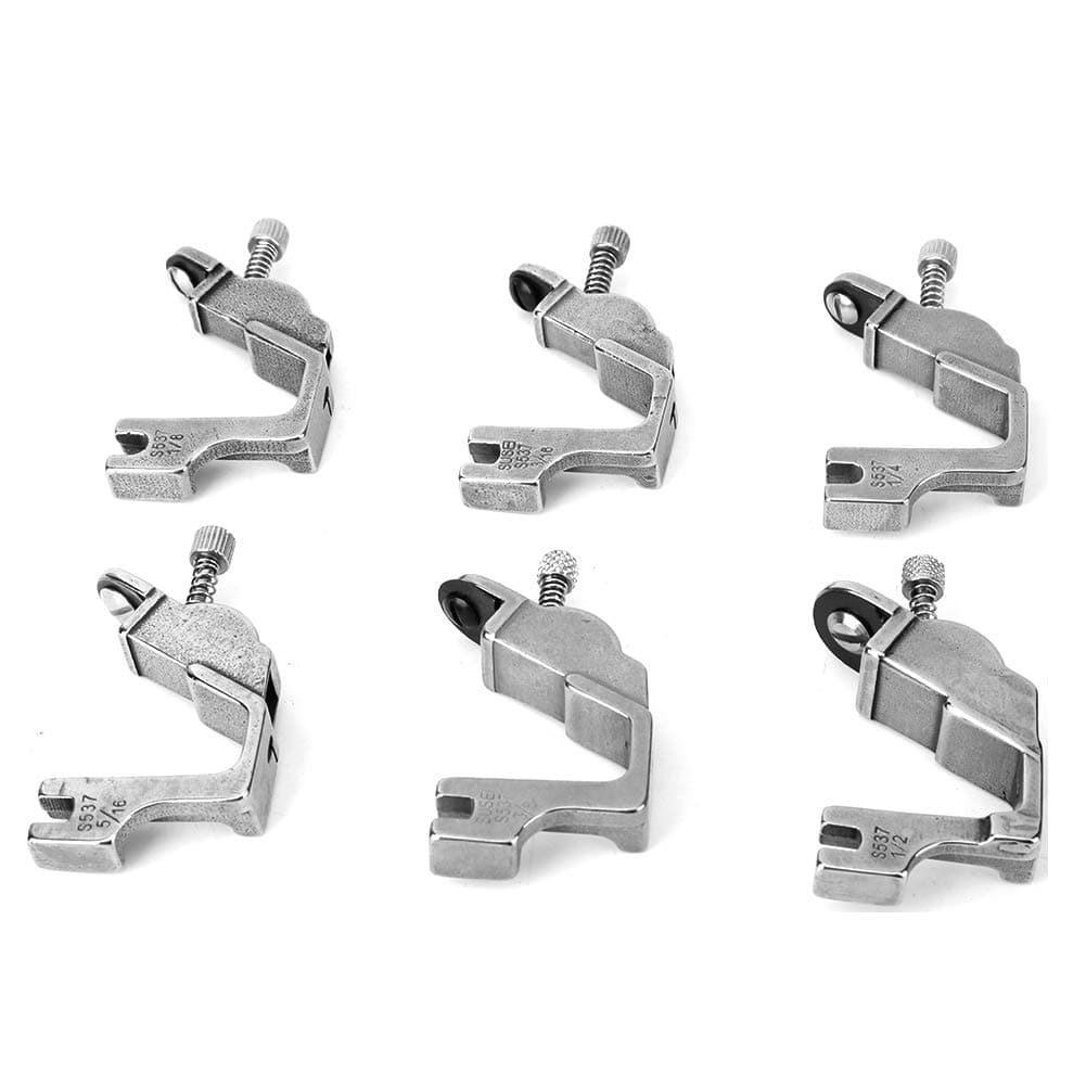 6Pcs All Steel Elastic Shirring Presser Foot Industrial Sewing Machine Accessories with 1/8 3/16 1/4 5/16 3/8 1/2 Presser Foot