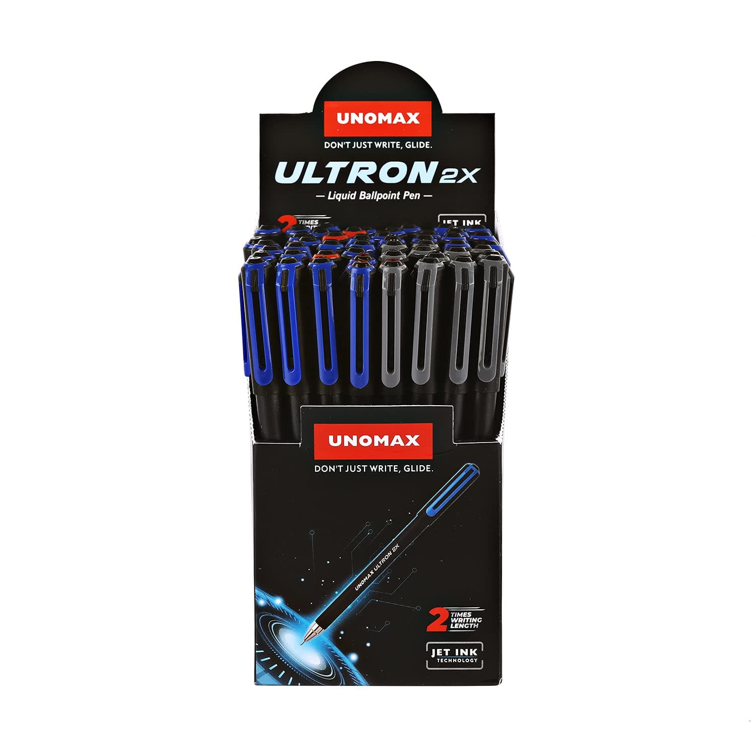 Unomax Ultron 2X Liquid Ball Point Pen for Schools and Offices(Pen Jar-50Pcs)|Red