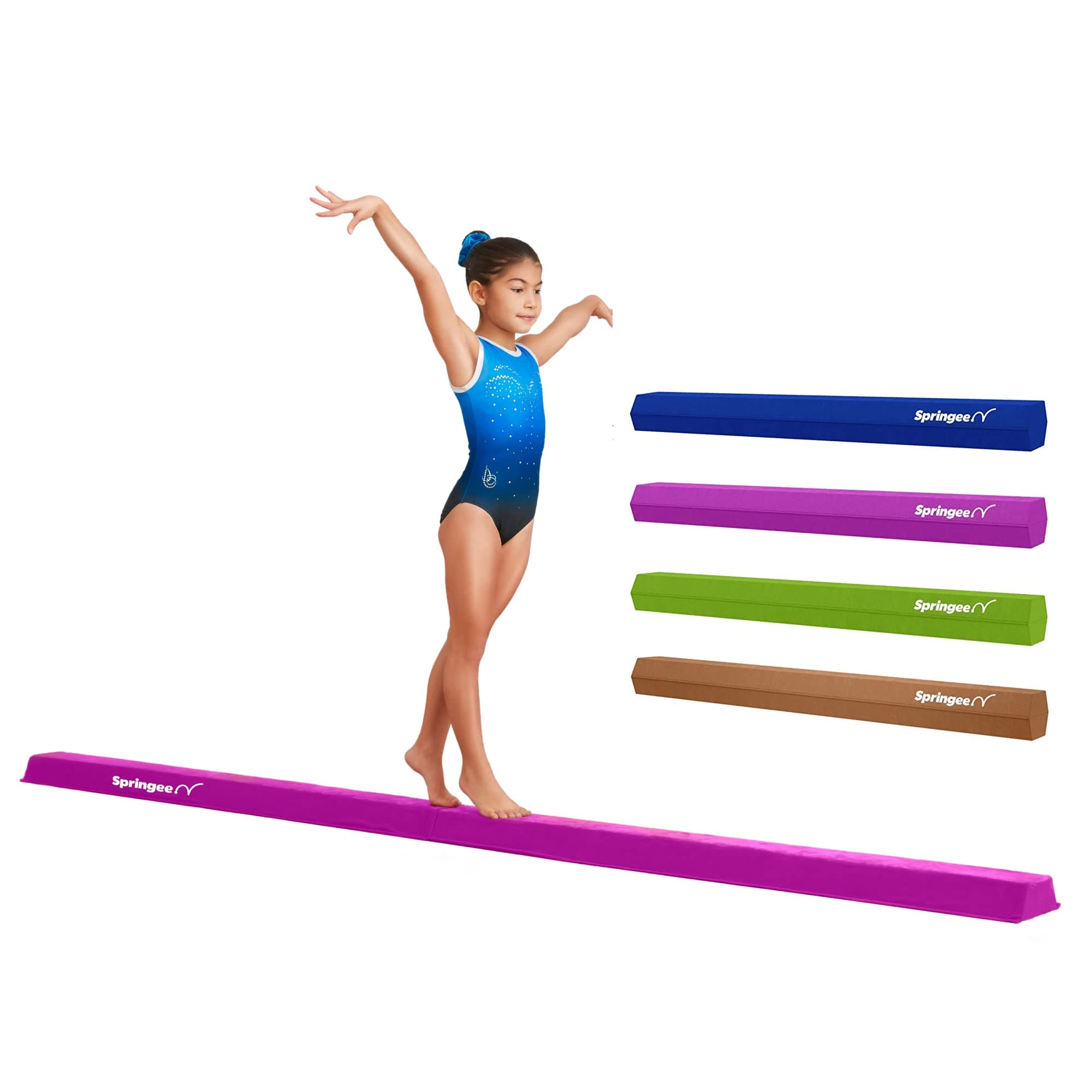 Springee 10ft Balance Springee 10ft Balance Beam - Extra Firm - Suede Folding Gymnastics Beam for Home or Gym Use