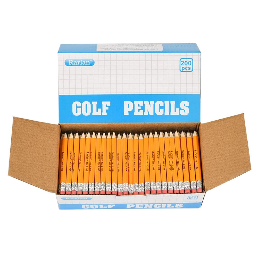 - Golf Pencils with Erasers, 2 HB, Pre-Sharpened, 200 Count Bulk Pack