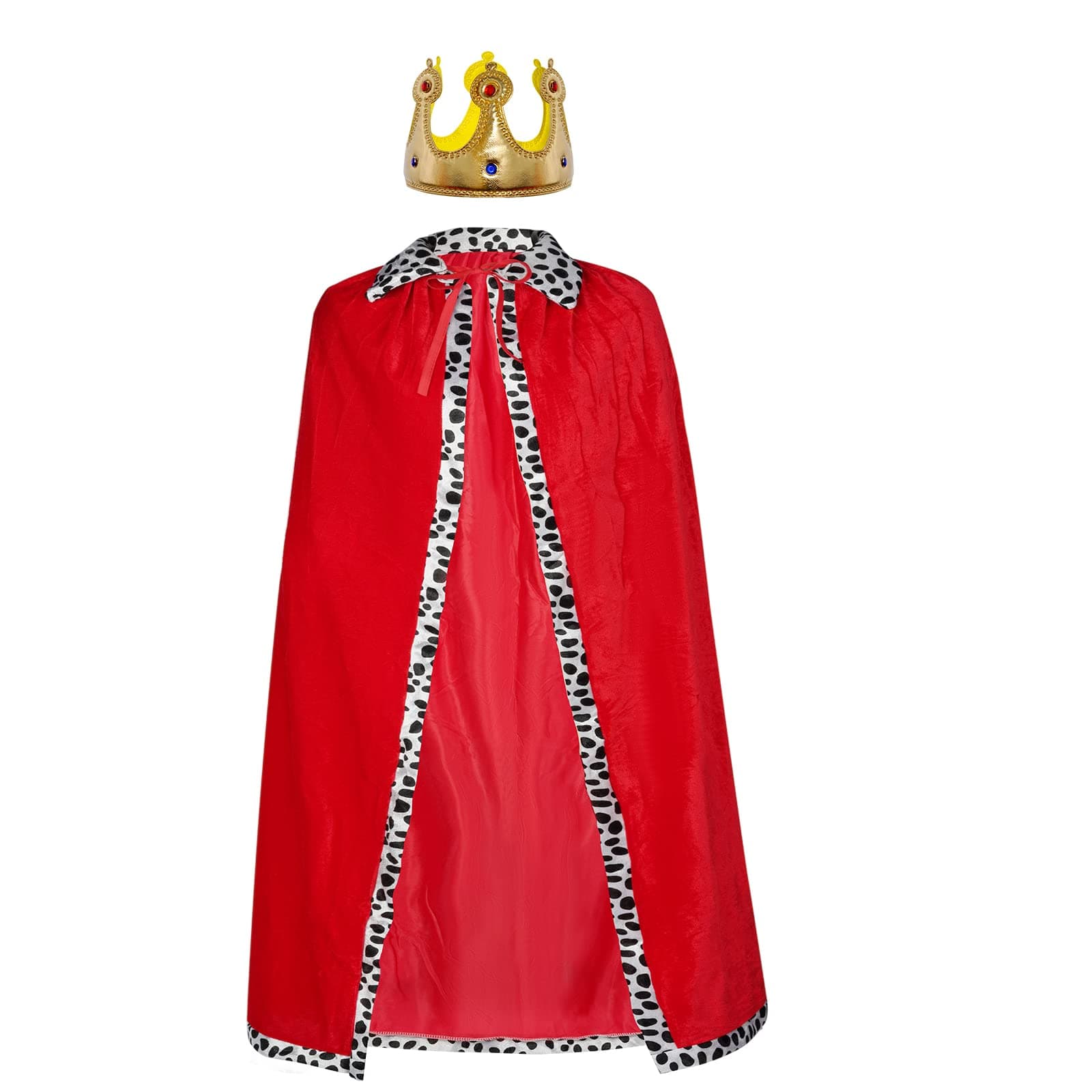 King Robe Costume Queen Robe Crown Set Cosplay Stage Performances Royal Cape Dress Up for Halloween Costume