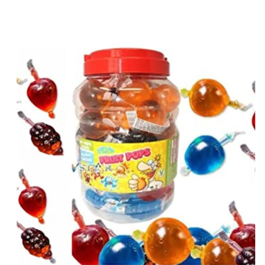 Hezvic Crazy Candy Factory Fruit Pops Tub 35ml each (44pcs) - Jelly Ice with Thank You Sticker Tik Tok Challenge Flavour Christmas Summer Birthday, 1300.0 gram