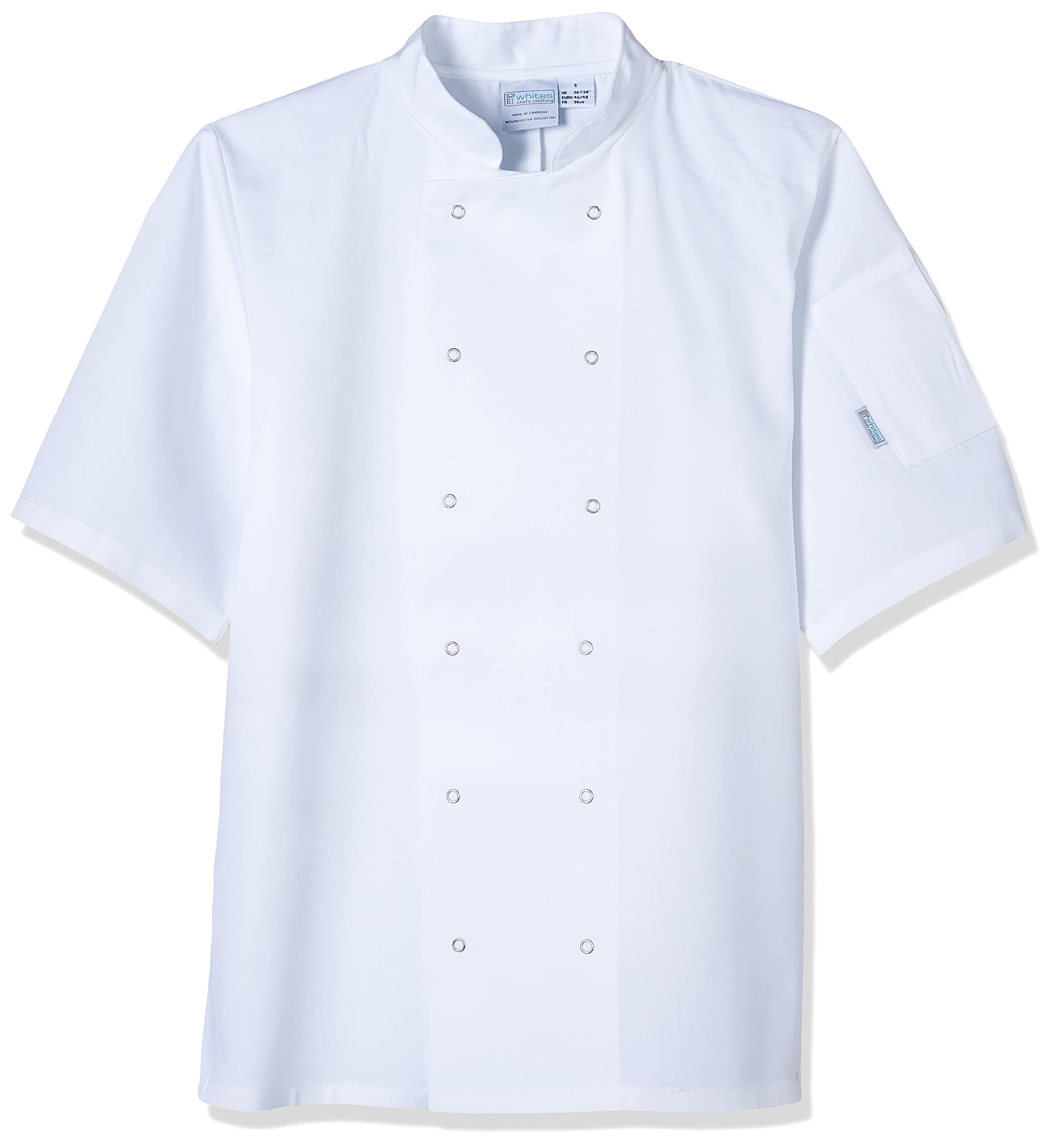Whites Chefs ClothingWhites Chefs Clothing A211-S Whites Vegas Short Sleeve Chefs Jacket, White, Small