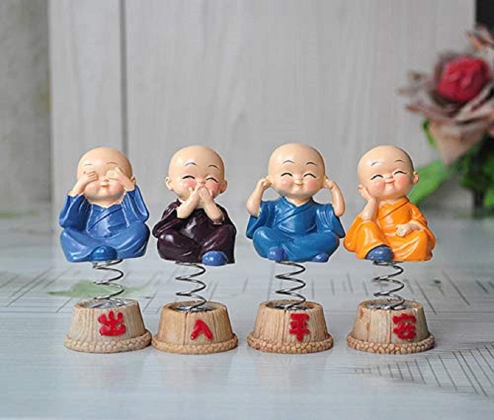 EDTara Resin Little Monk Doll Decoration, 4Pcs