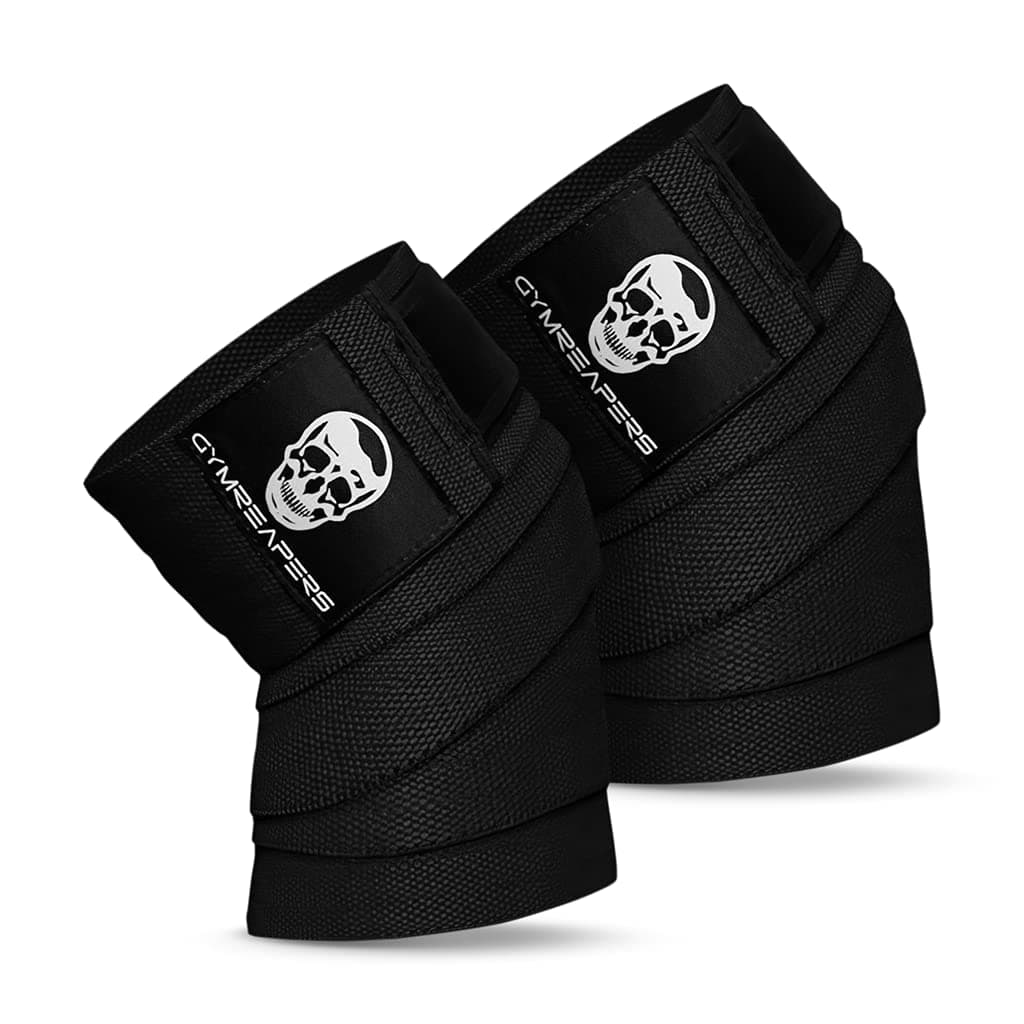 Gymreapers Knee Wraps (Pair) with Strap for Squats, Weightlifting, Powerlifting, Leg Press, and Cross Training - Flexible 72" Knee Wraps for Squatting - for Men & Women