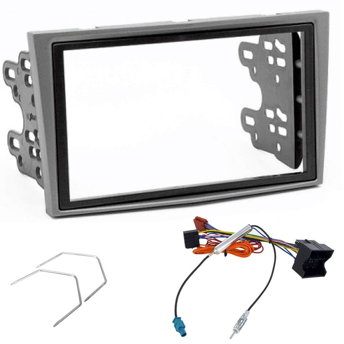 Sound-way 2 Din Car Radio Installation Kit with Brackets for Opel Astra H Zafira B Corsa D - Silver