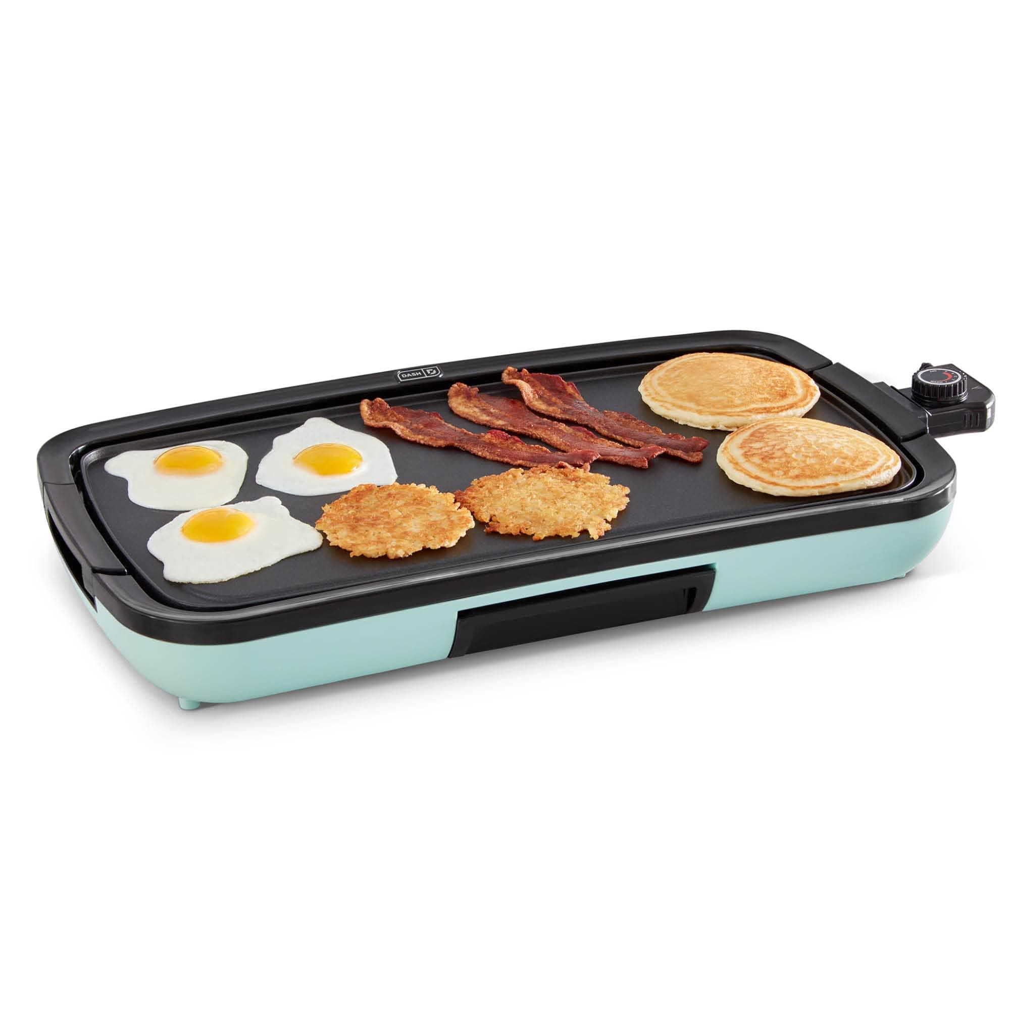 Everyday Electric Griddle - Indoor Griddle for Versatile Cooking - Features Quick-Heating, Anti-Slip Feet, and Removable, Nonstick Plate - Aqua