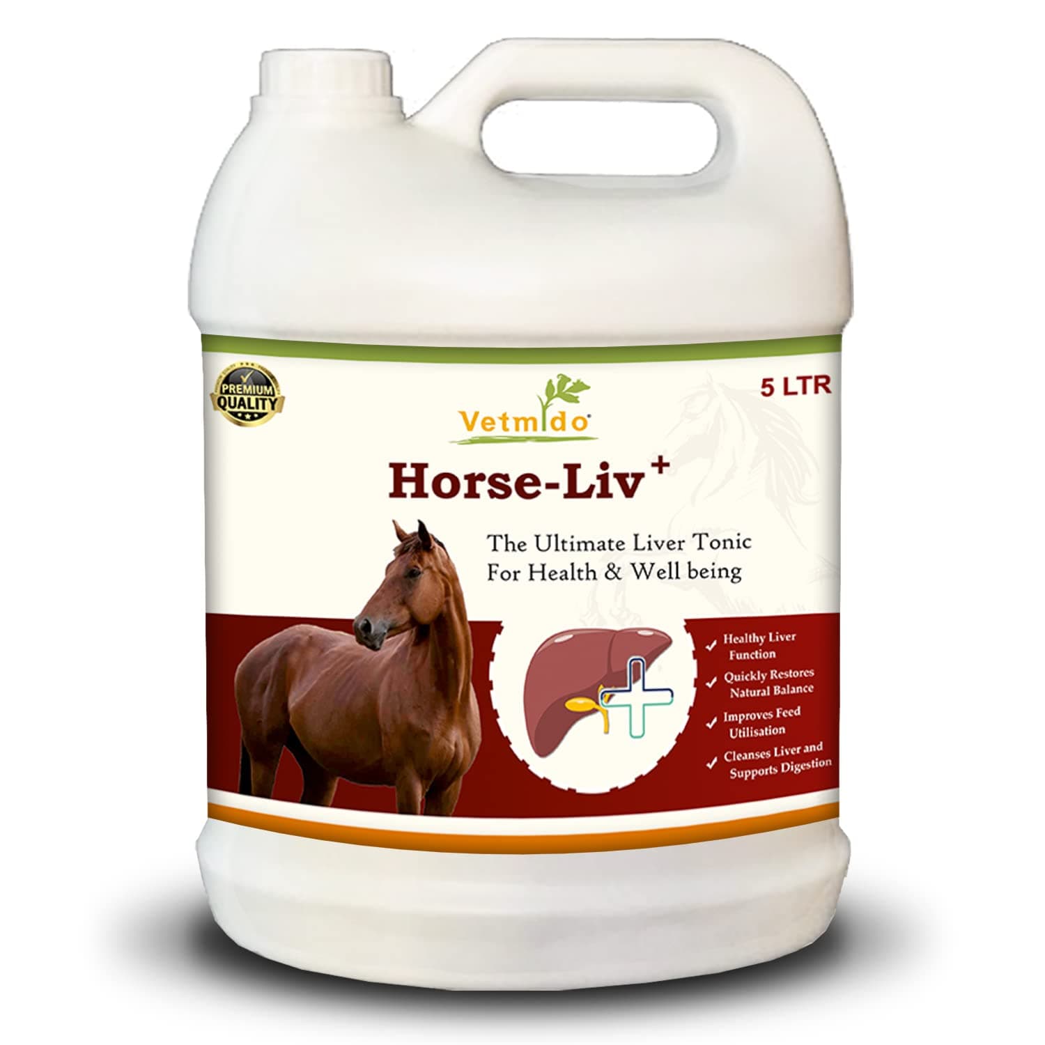 Horse Liv Plus - Liver Tonic Supplement for All Classes of Horses - 5 LTR