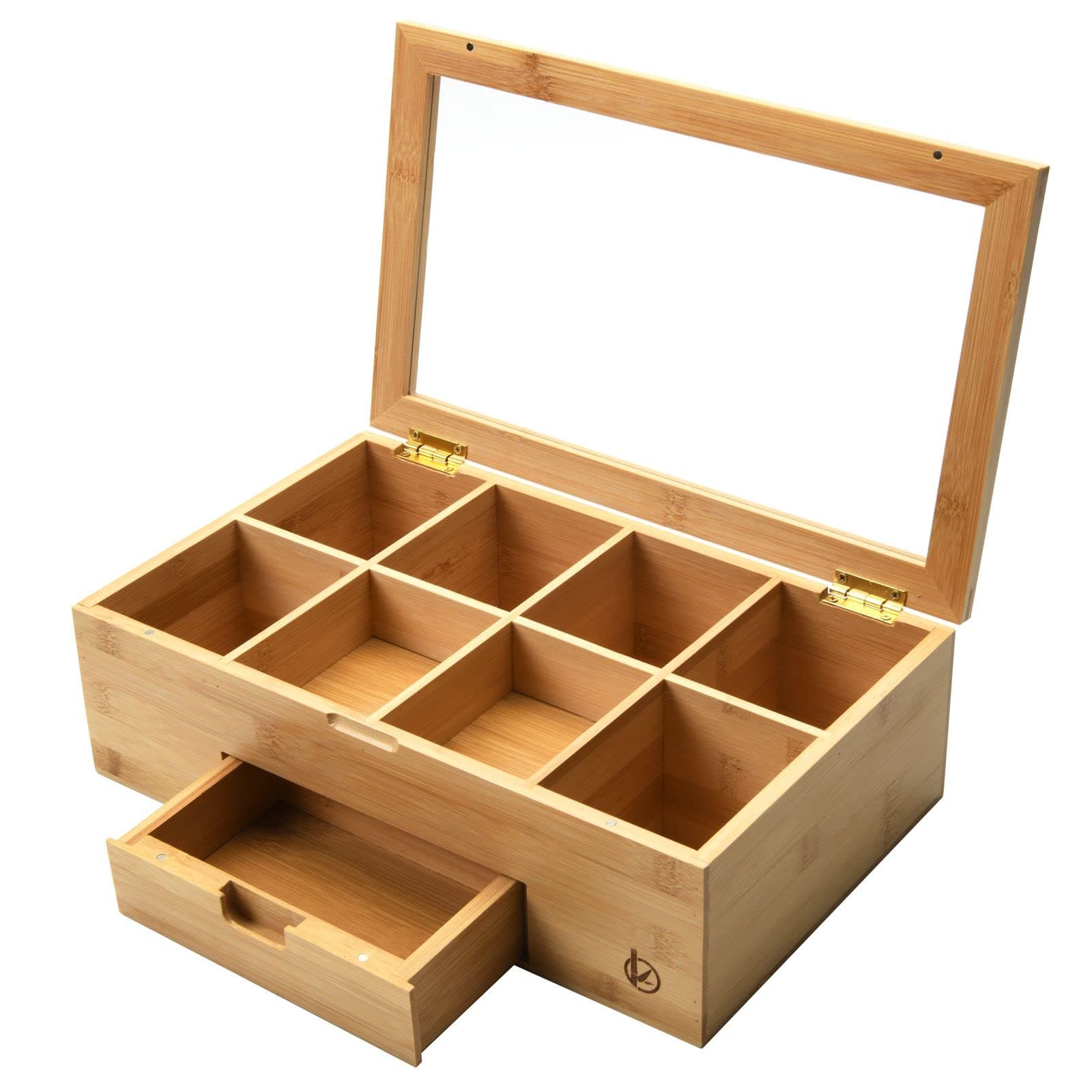 Premium Natural Bamboo Tea Box Storage Organizer, With Drawers And Clear Acrylic Window, Can Be Used As Collection Room For Countertops, Kitchen, Jewelry, And Other Small Items 3.8 Benefits