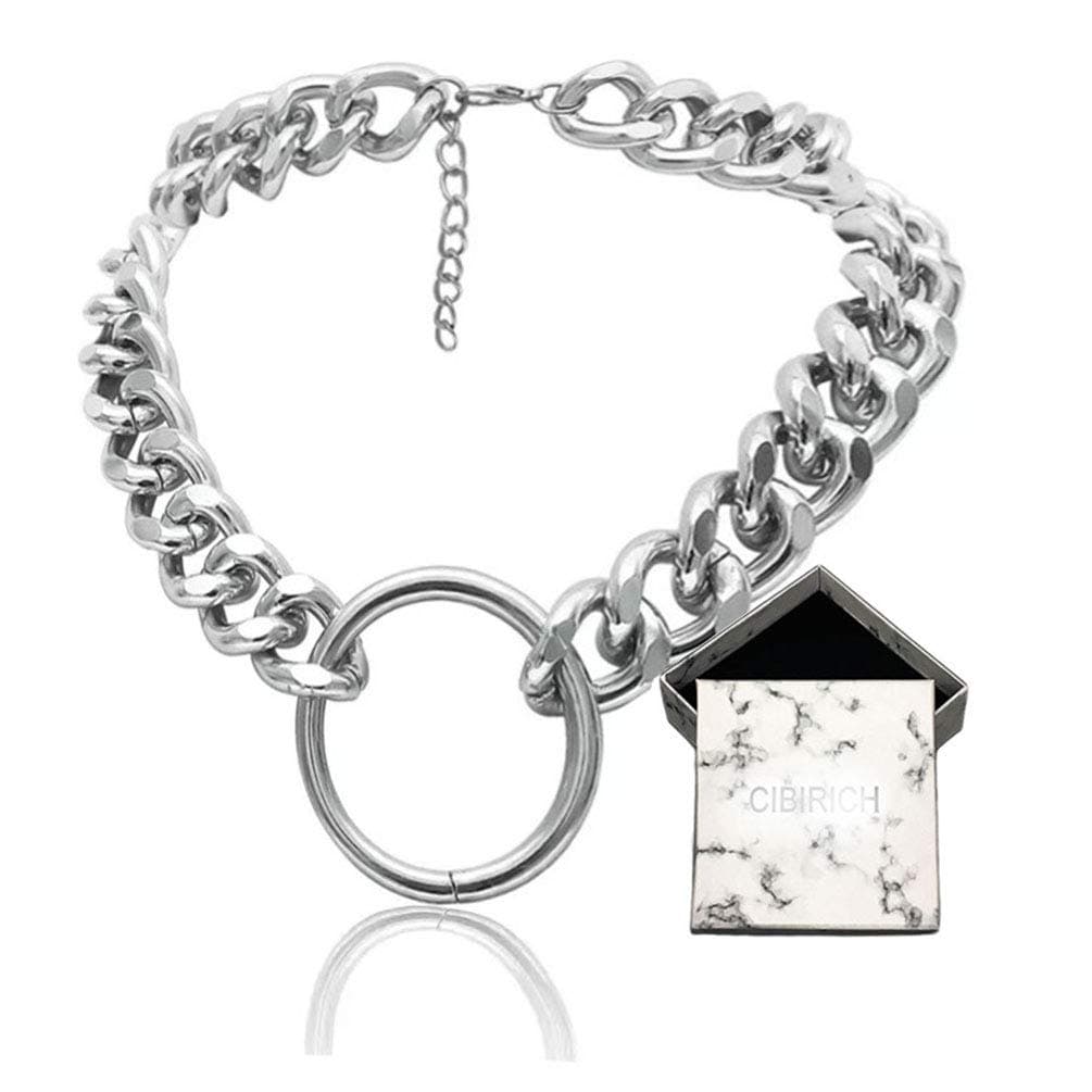 Chunky Necklaces for women Punk Chain Silver Statement Collar Necklace