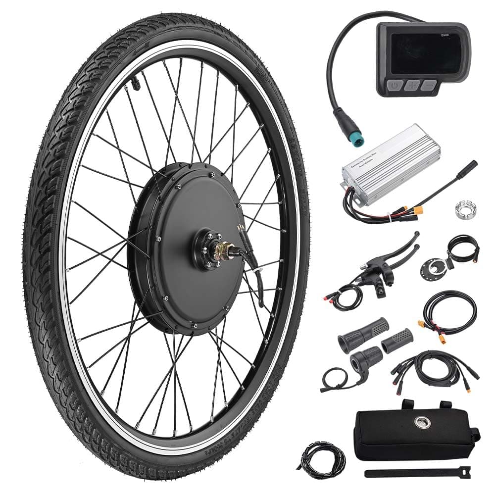 AW Electric Bike Conversion Kit 48V 1000W 26" Front Wheel Powerful Motor, Dual Mode Controller, W/LCD Display Twist Throttle PAS