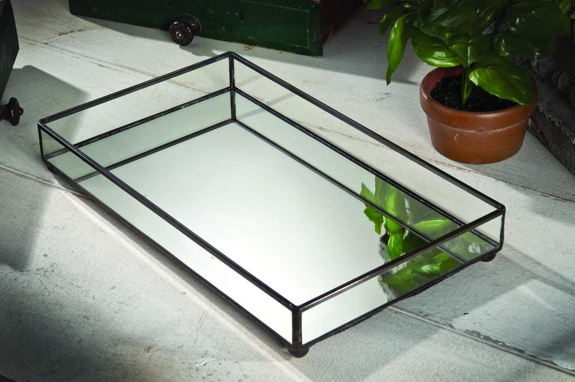 J Devlin Glass Tray Mirrored Bahtroom Vanity Jewelry Decorative TRA 108