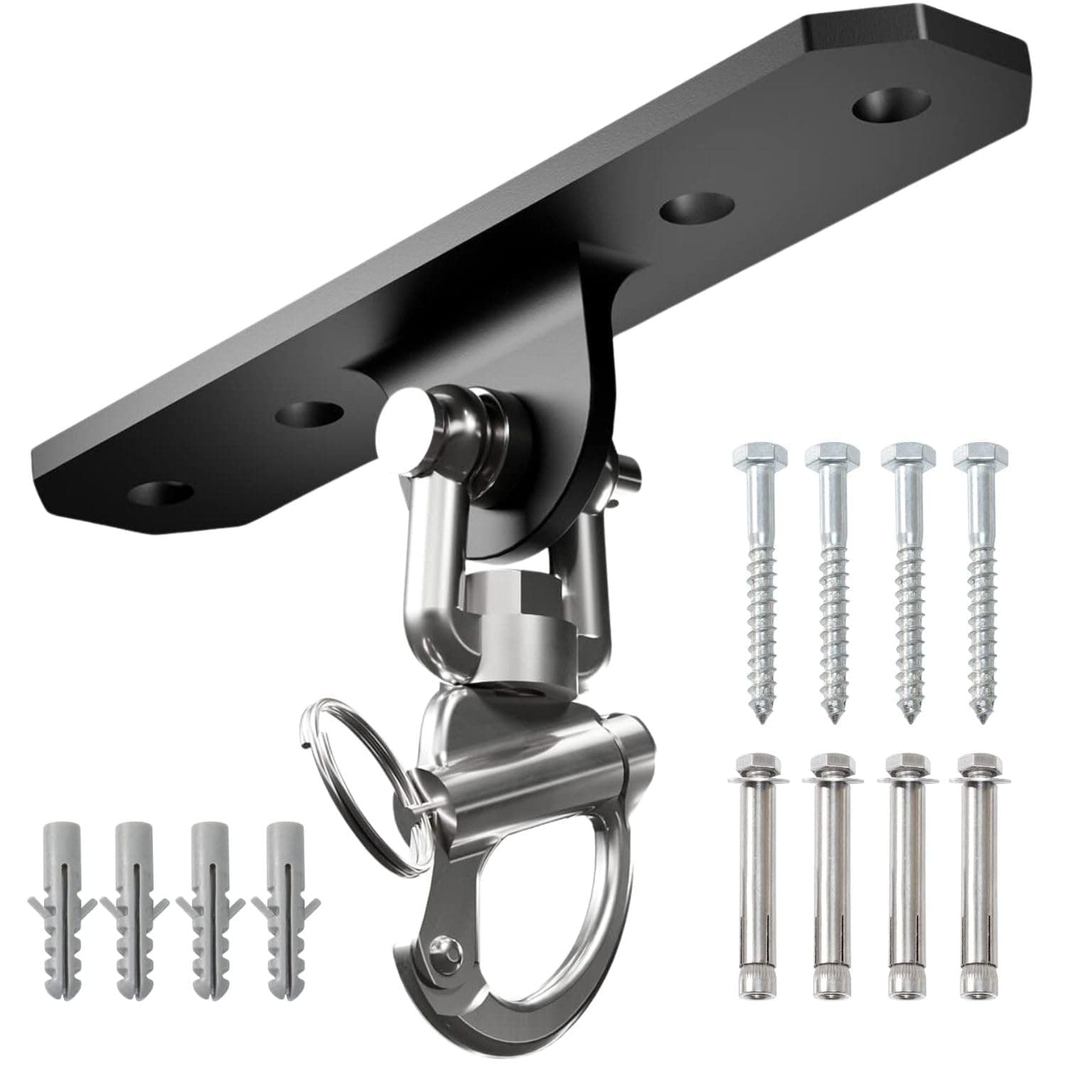 Yes4All Punching Bag Hanger, Stainless Steel Swivel Chain with 4 Snap Hooks for Heavy Bag, Gym Swing, Trapeze, and Hammock