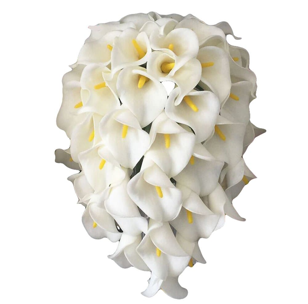 Romantic Teardrop-shaped Calla Lily Bridal Wedding Bouquet 40 head Latex Real Touch PE Flower Bouquets Bridal Wedding Bouquets