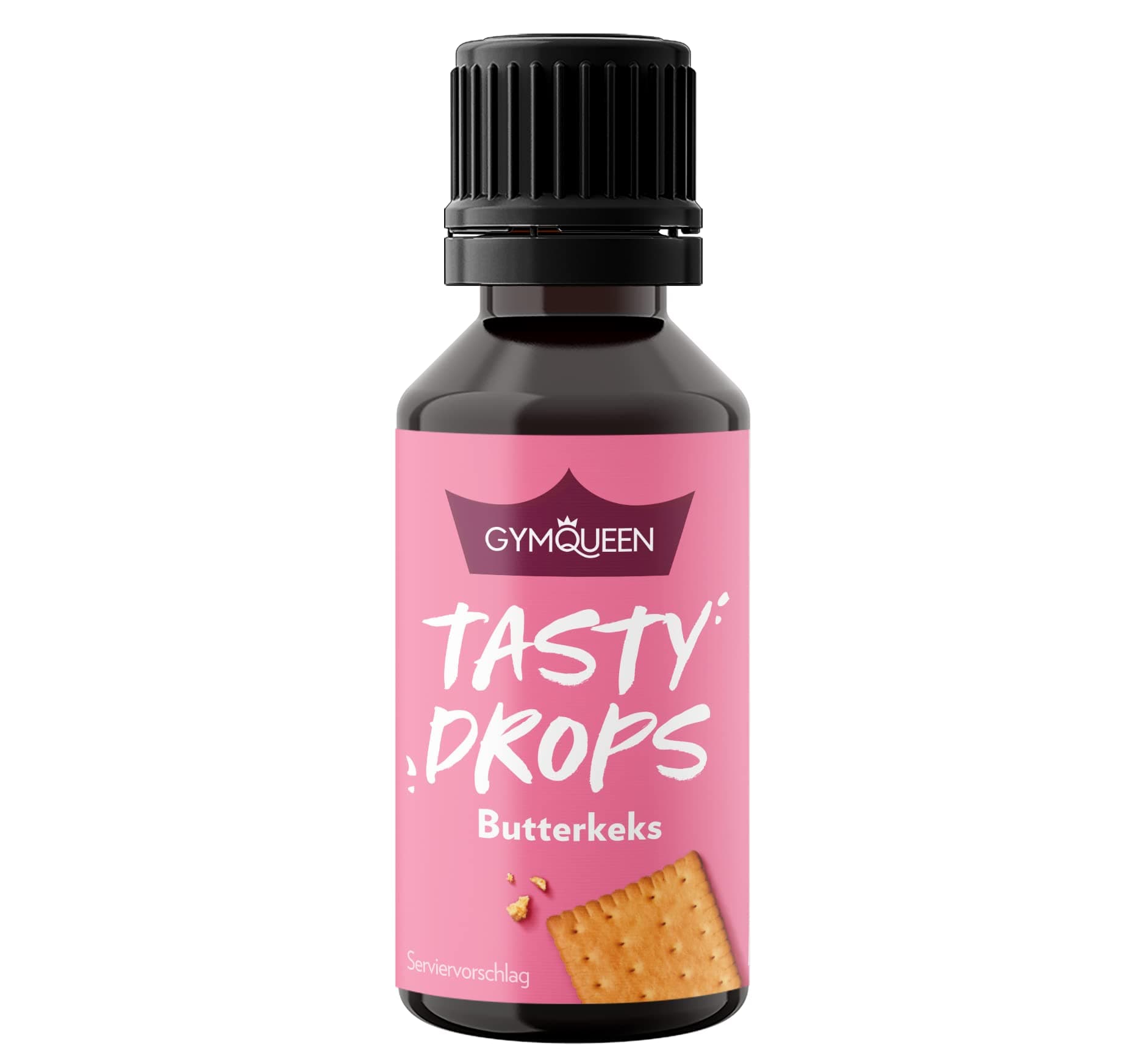 GymQueen Tasty Drops 30ml, calorie-free, sugar-free and fat-free flavour drops, Aroma drops for sweetening food, Flavour drops without artificial colouring, Butter Cookie