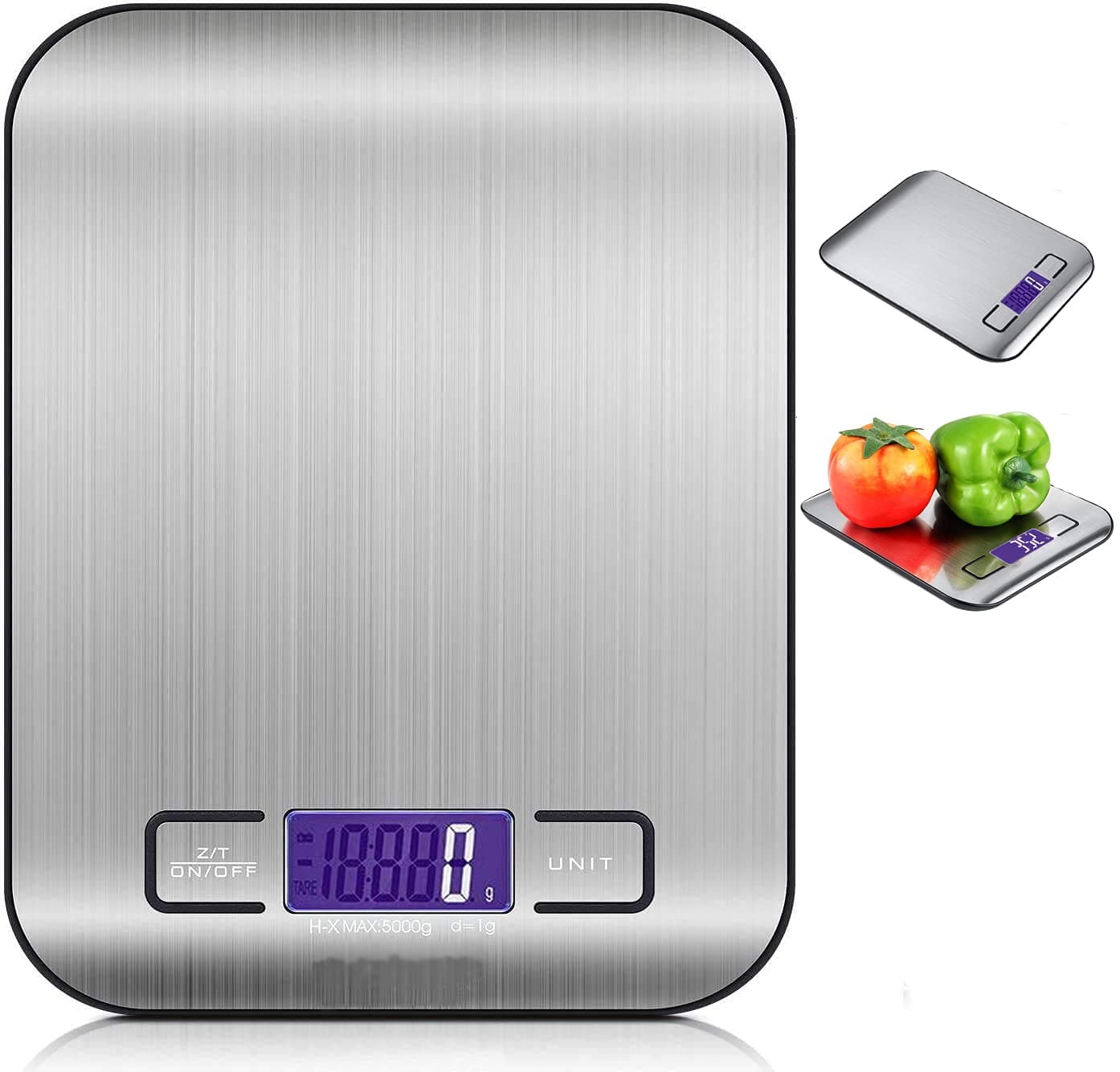 AtHomeBakingKitchen Scale | Stainless Steel Digital Food Scale Measures Accurately from 1g to 5kg | 18 x 14 cm Compact and Lightweight Food Weighing scales