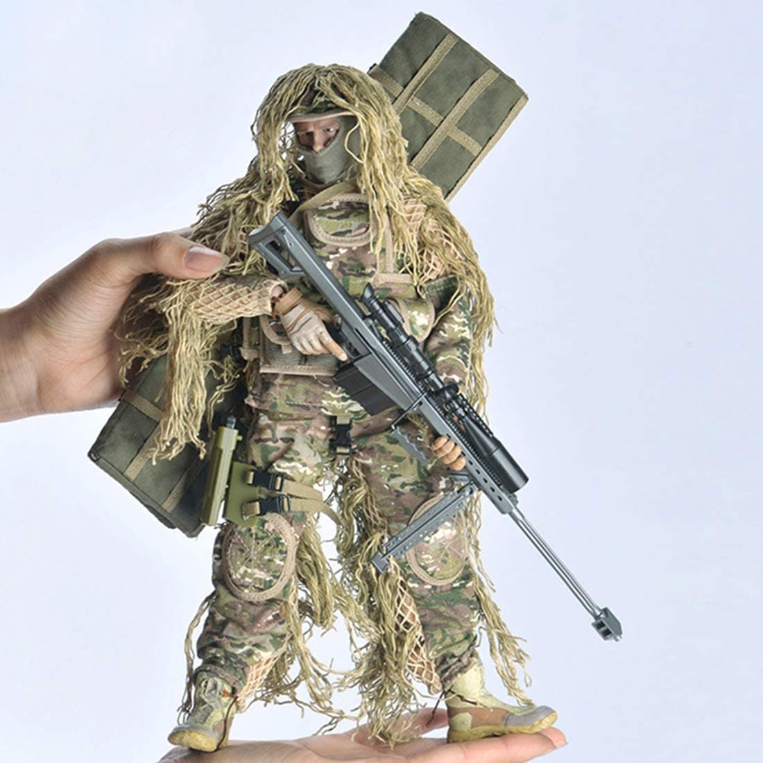 Soldier Action Figure Model, 12 Inch 1/6 Realistic Army Military Police Sniper Soldier Model Set with Accessories Collection Gifts for Adults (Camouflage All Terrain)