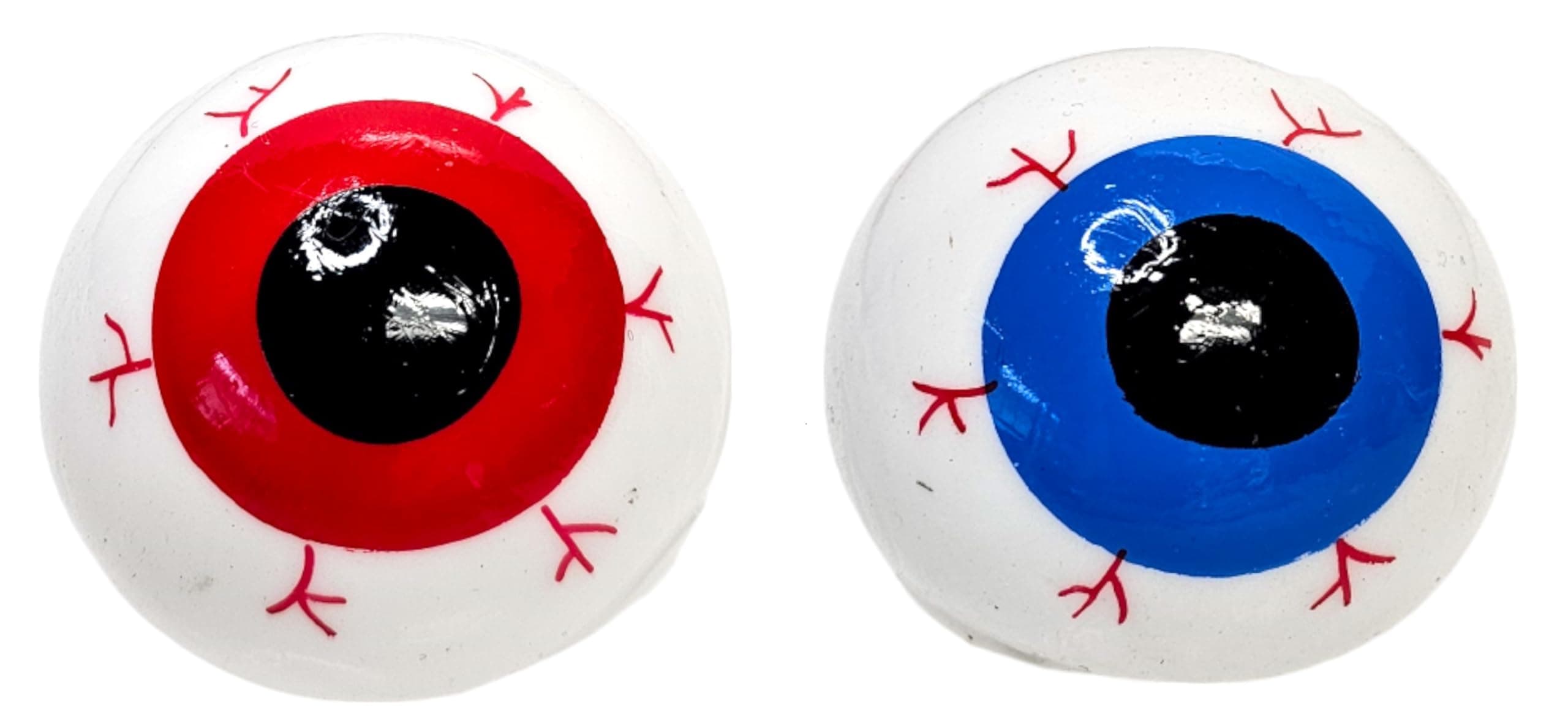 Sticky Splat Eyeball (2.5 Inch) (2 Pack Red and Blue) Gel Stress Relief Creepy Halloween Squeeze Toy (2 Pack Blue and Red)