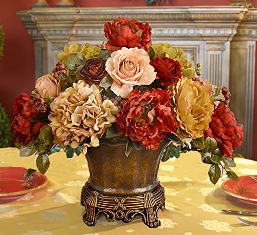 Garnet Peony and Hydrangea Silk Floral Centerpiece