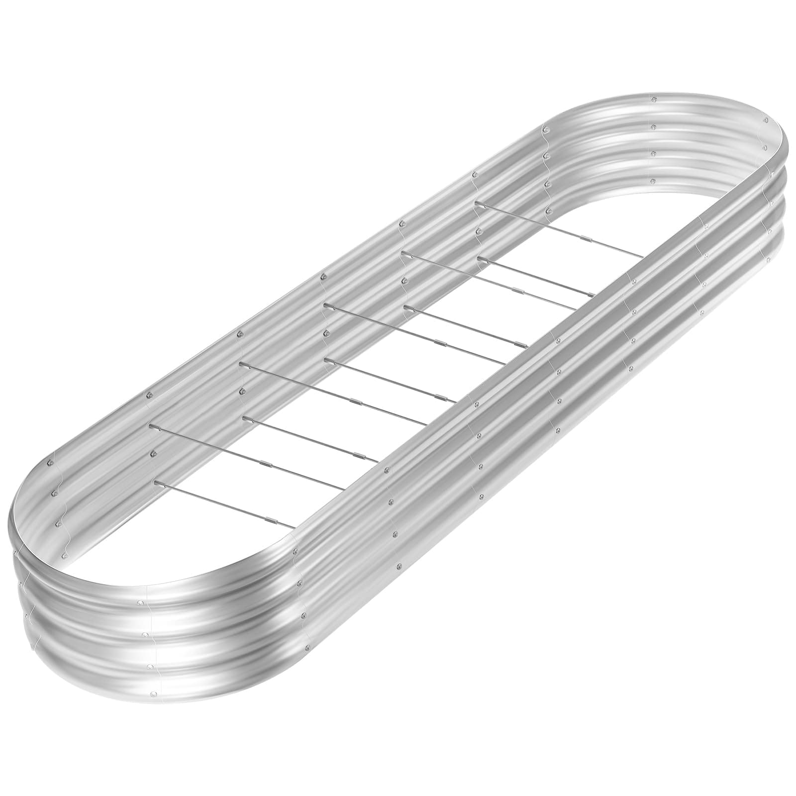 8ft Galvanized Raised Garden Bed Kit, Raised Garden Boxes Outdoor, Oval Metal Raised Garden Beds for Vegetables, Silver,108 Gallon Capacity(with 10 Connecting rods)