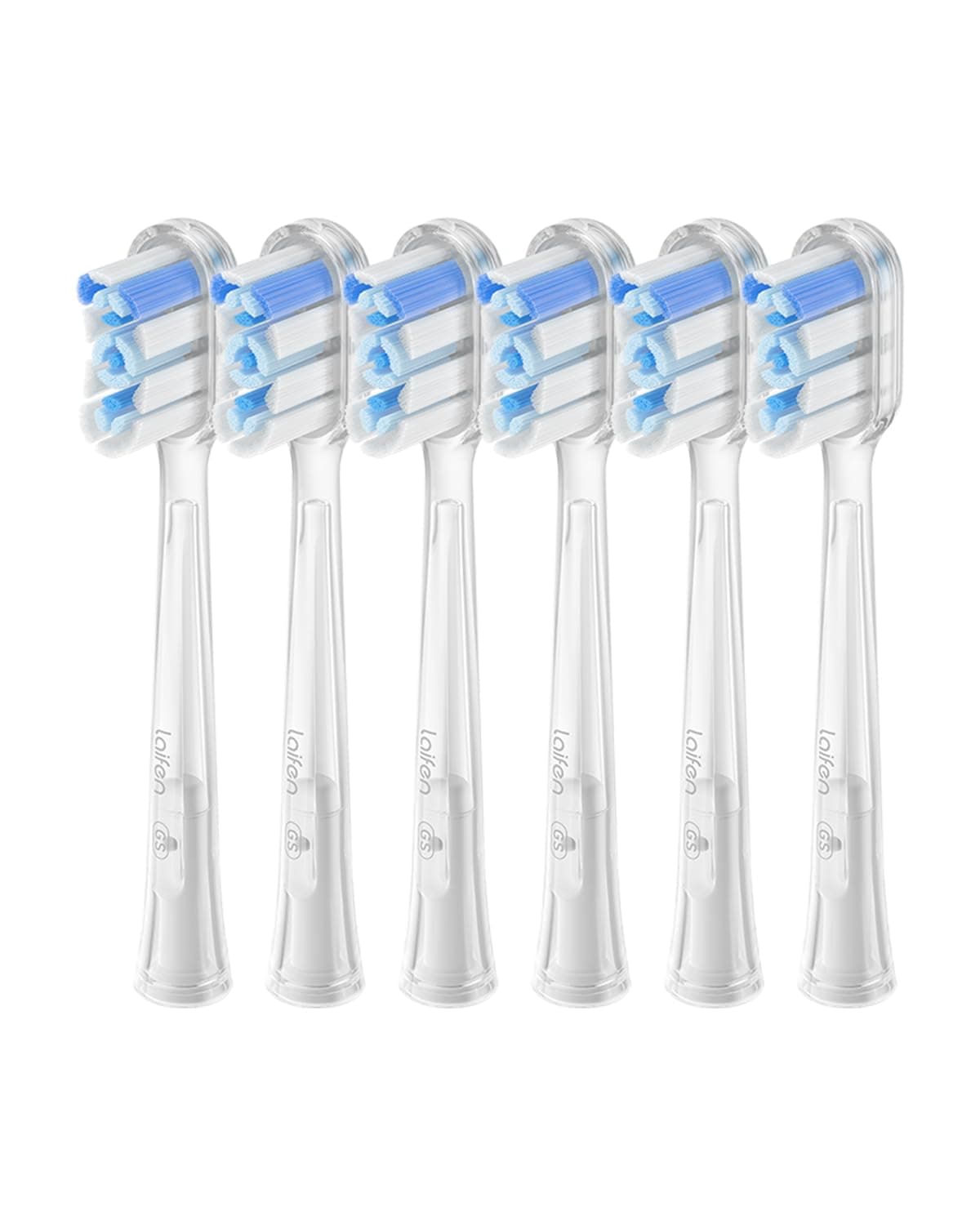 Laifen(ライフェン) 歯ブラシヘッド 替え歯ブラシヘッド 6個 大人用 ライフェンウェーブ電動歯ブラシ対応 (スーパークリーン 透明)