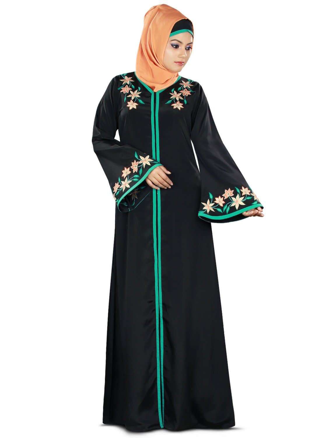 MyBatua Women's Islamic Clothing Graceful Front Open Abaya in Black