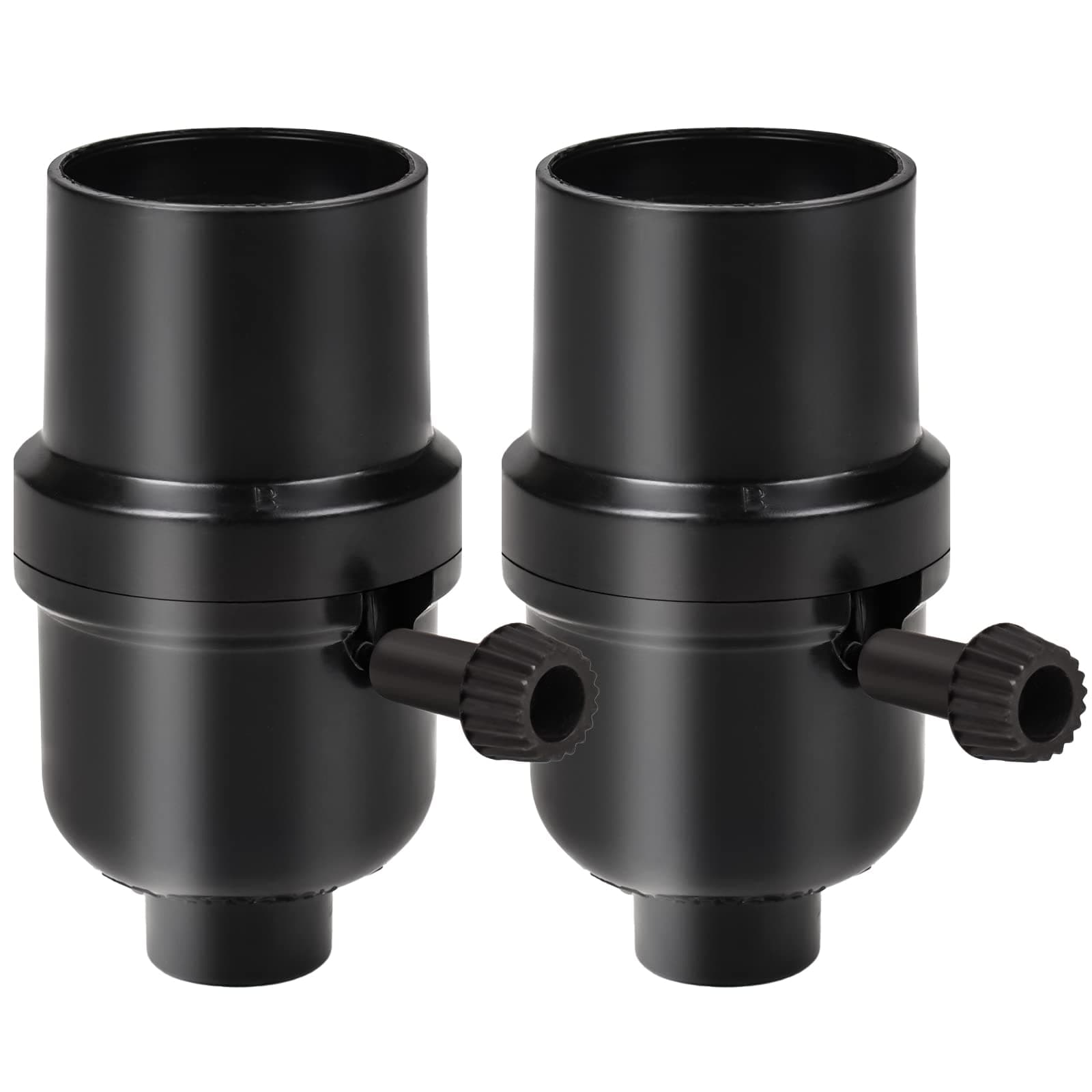 Venforze 3-Way Lamp Socket Replacement,E26 Base UL Listed, Turn Knob for Low-Medium-High Light Settings, Lamp Parts for Table Lamp Repair(2 Packs Black)