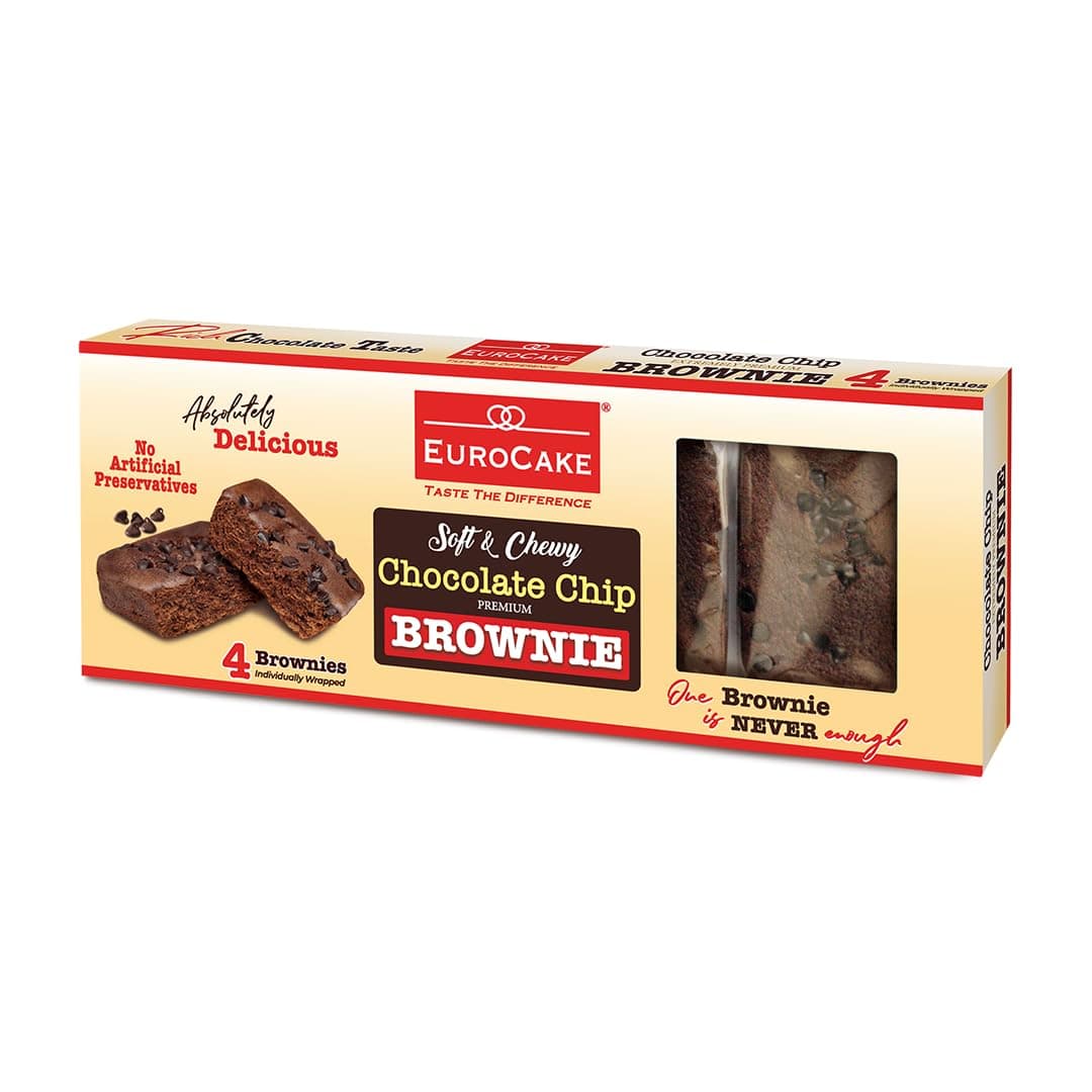 Eurocake Chocolate Chip Brownie 4-Piece Mega Pack 200g