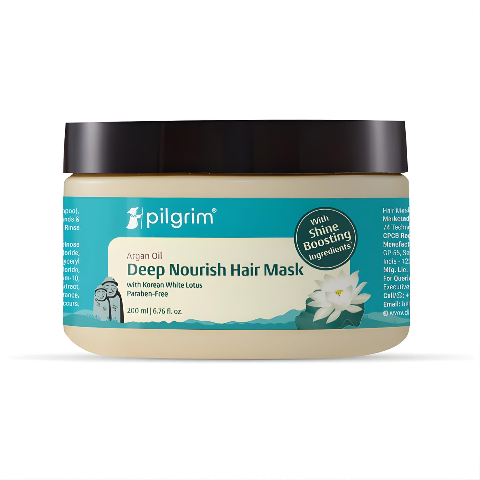 Pilgrim Korean Argan Oil Hair Mask for Dry & Frizzy Hair with White Lotus and Camellia Hair Mask for Smoothening Hair, Deep Conditioning and Hair Fall Control for Men & Women 200Ml, 1 Count