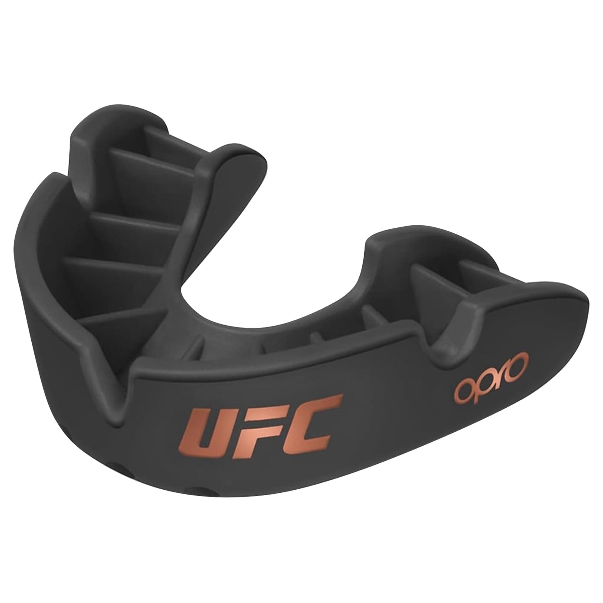 OPRO Bronze Level UFC Adult and Kids Sports Mouthguard with Case and Fitting Device, Gum Shield for UFC, MMA, Boxing, BJJ and Other Combat Sports (Black, Adult)