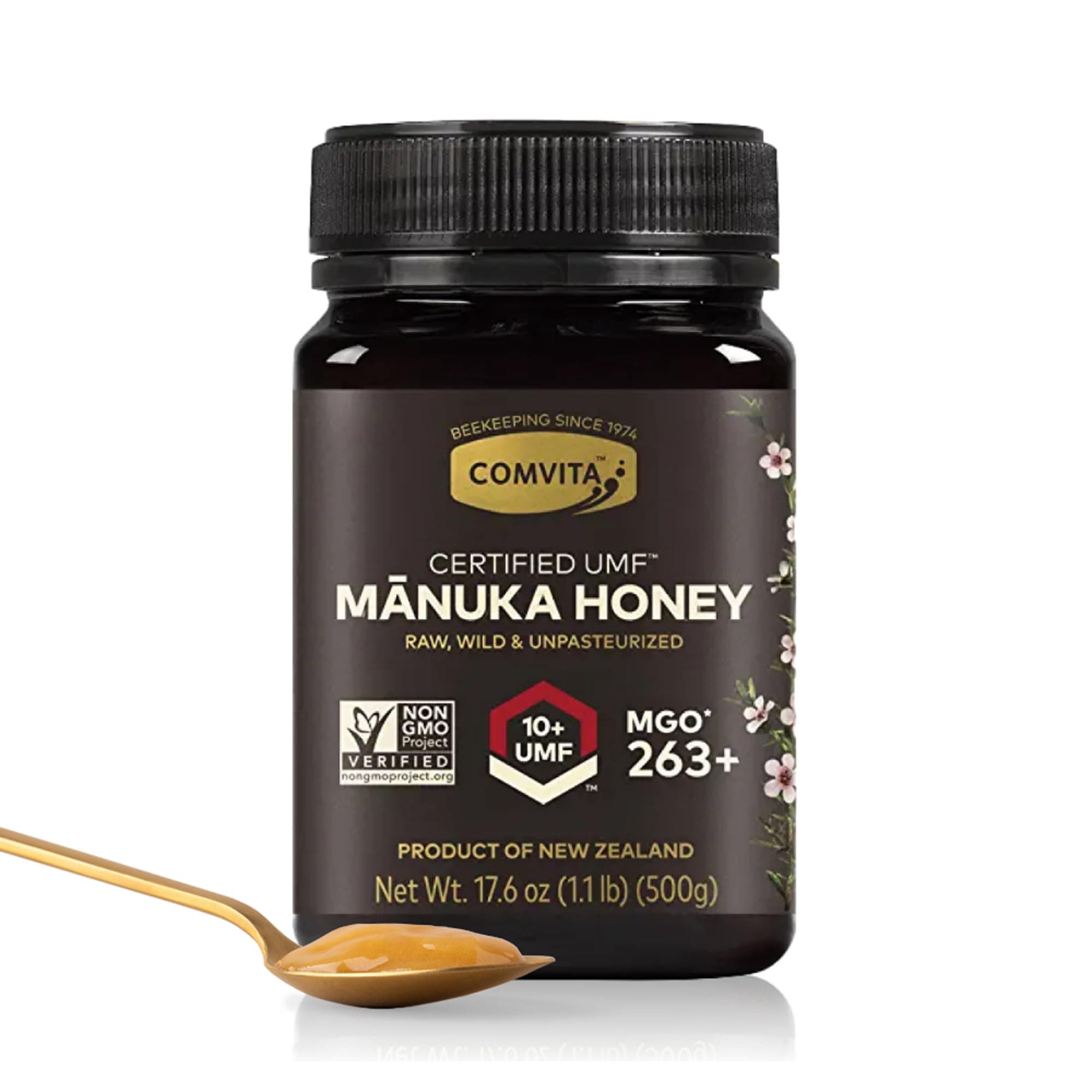 Combiita UMF10+ MGO263+ Manuka Honey, Made in New Zealand, 17.6 oz (500 g)