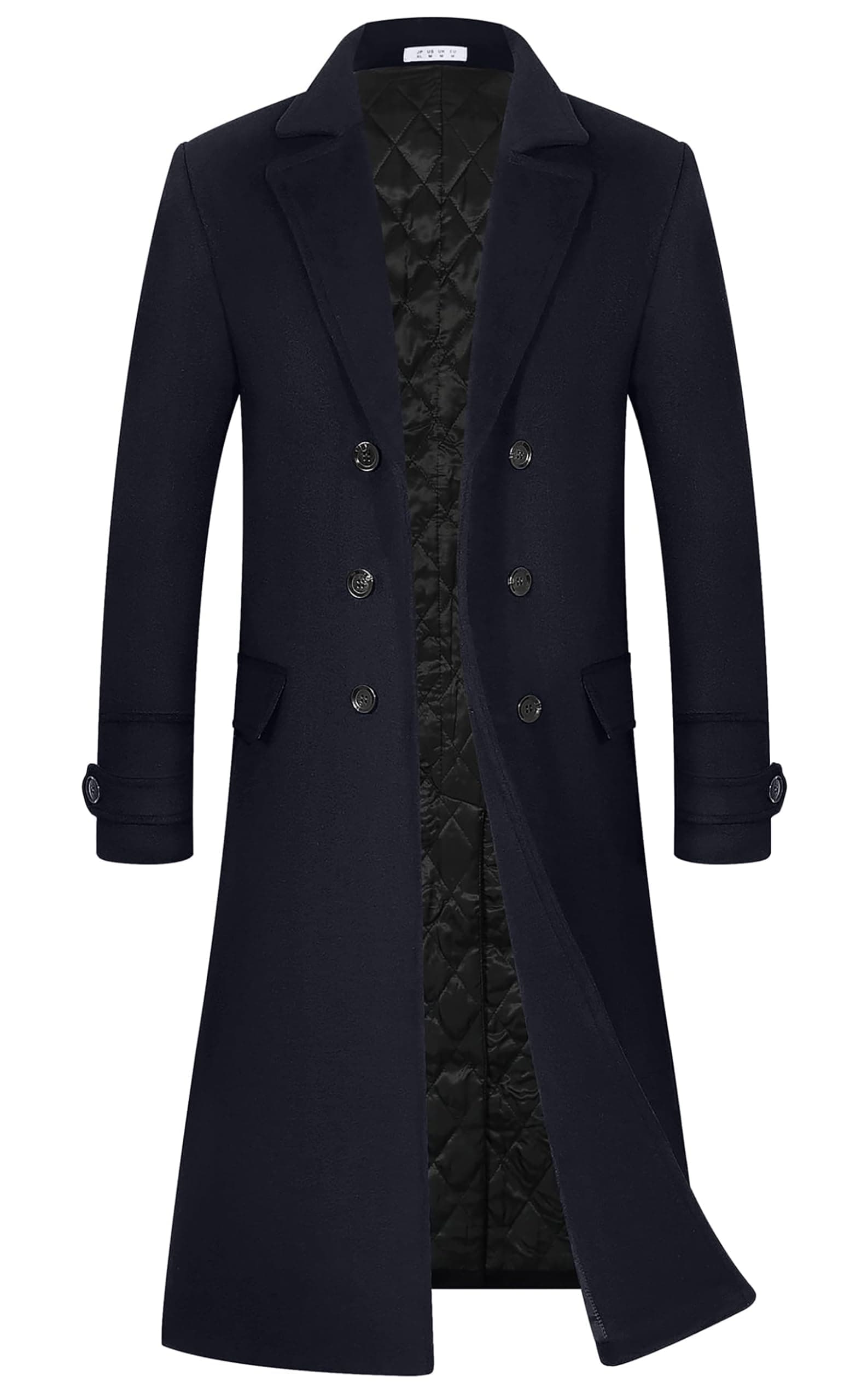 APTRO Men's Luxury Full Length Trench Coat Long Wool Overcoat Winter Windbreaker
