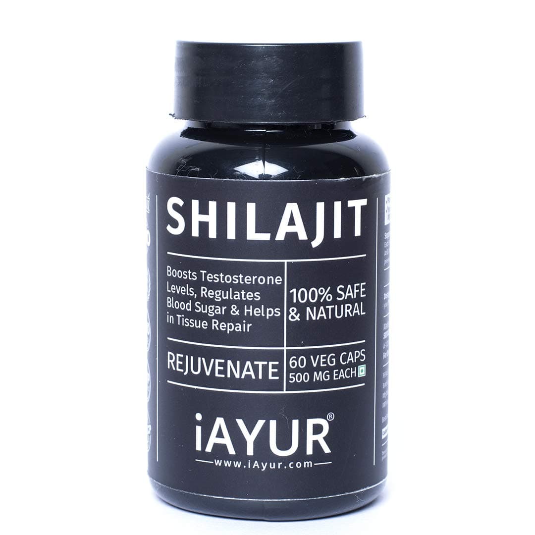 iAYUR Shilajit Extract | Scientifically Tested 100% Potent, Natural, Pure & Safe - Stamina, Power & Vigour - 500 Mg 60 Veg Caps
