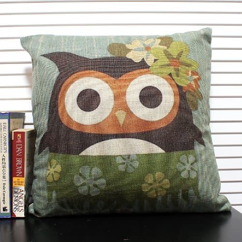 Ojia Owls Series 18 X 18 Inch Cotton Linen Home Decorative Throw Pillow Cover Cushion Case Gift Card with (The Owl Girl)