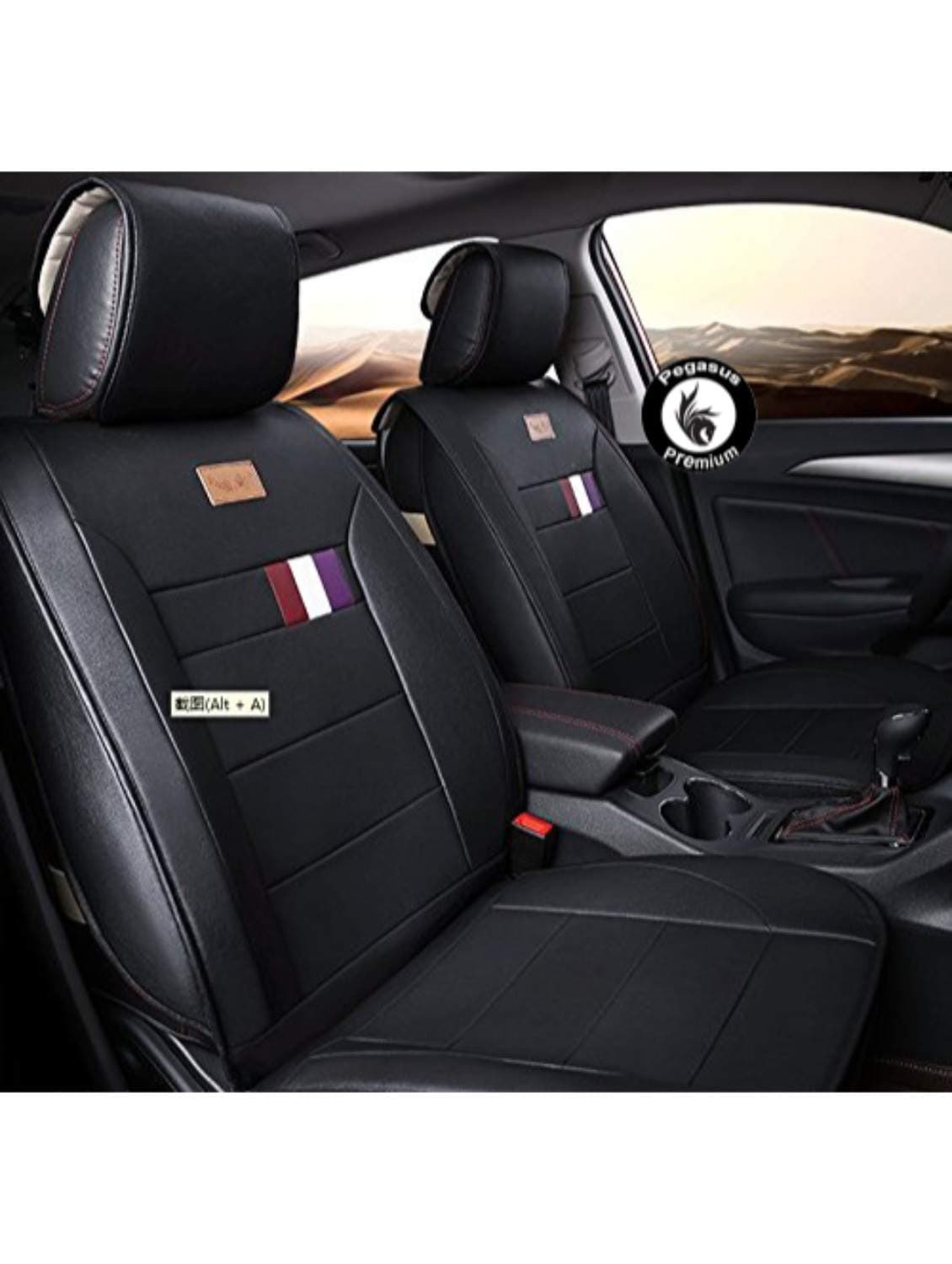 Pegasus Pu Leather Car Seat Cover Black-Red-White for Renault Kwid