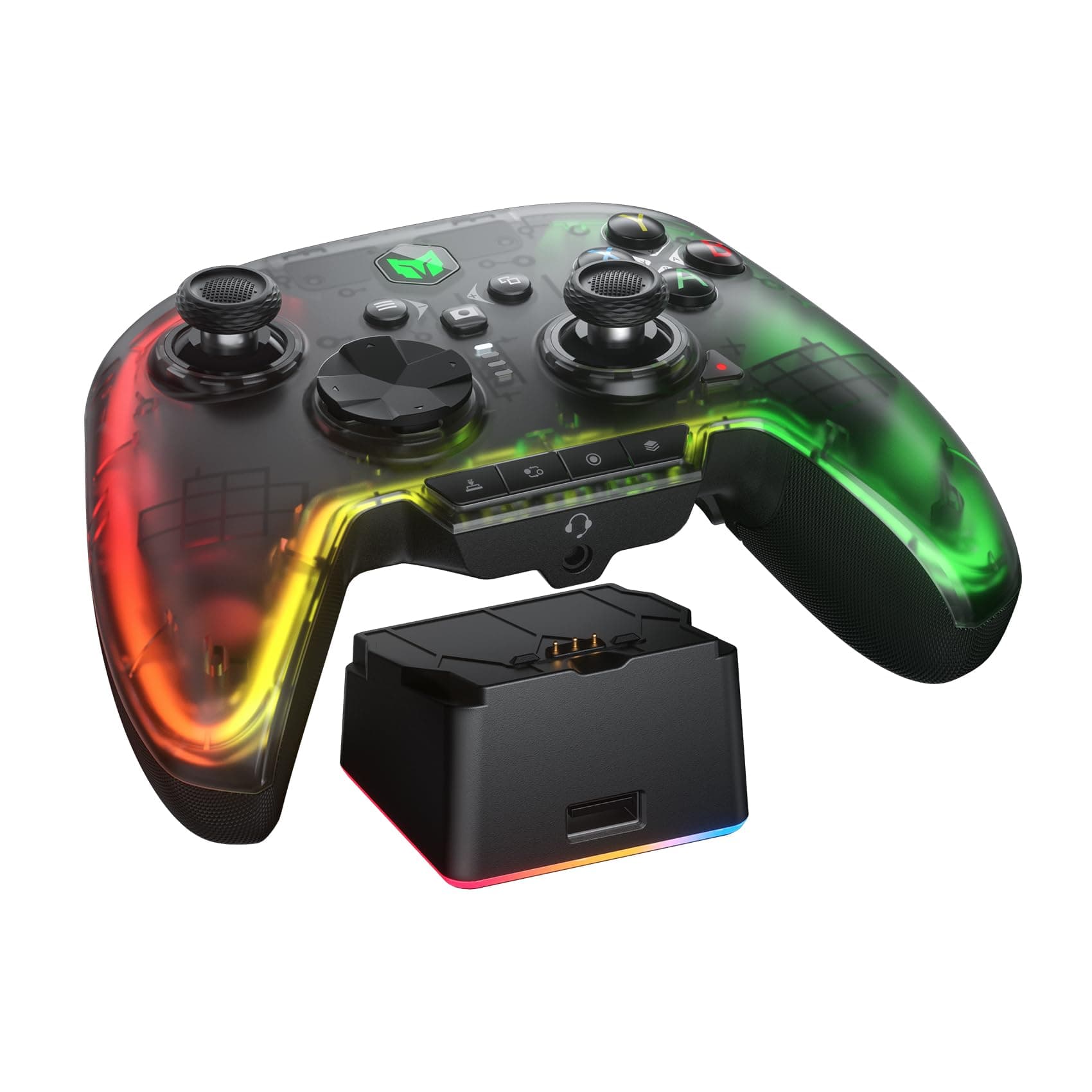 Wireless Controller, BIGBIG WON Rainbow 2 Pro PC Controller Motion Aiming, Hall Effect Trigger, ALPS Joystick, 3.5mm Audio, Gamepads for PC Windows/Android/iOS/Switch Pro Controller with Charging Dock