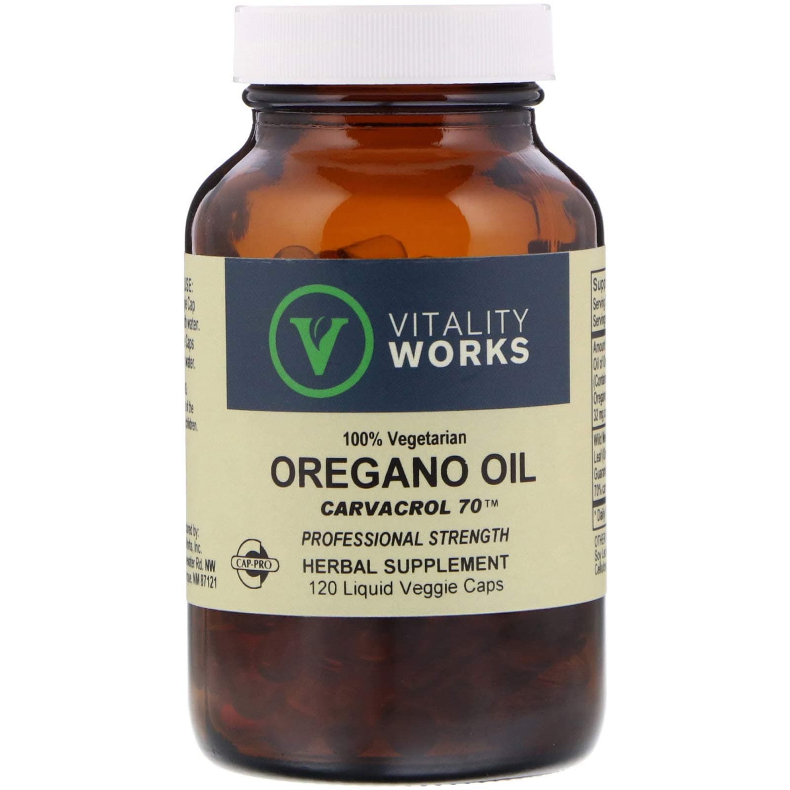 AgoKud Vitality Works, Oregano Oil, Carvacrol 70, 120 Liquid Veggie Caps
