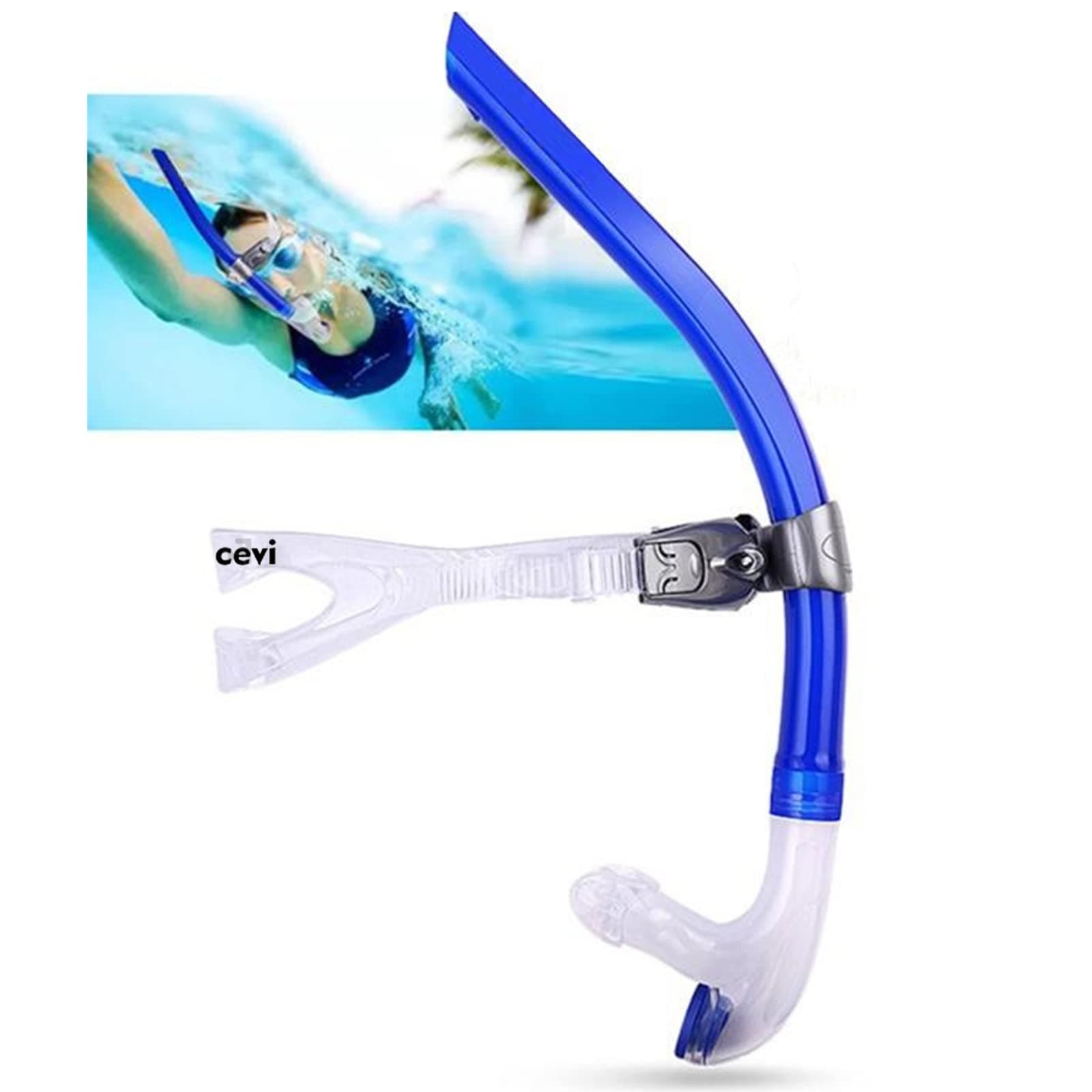 Swim Snorkel for Lap Swimming,Adult Swimmers Snorkeling Gear for Swimming Snorkel Training in Pool and Open Water,Snorkle Center Mount Silicone Mouthpiece One-Way Purge Valve