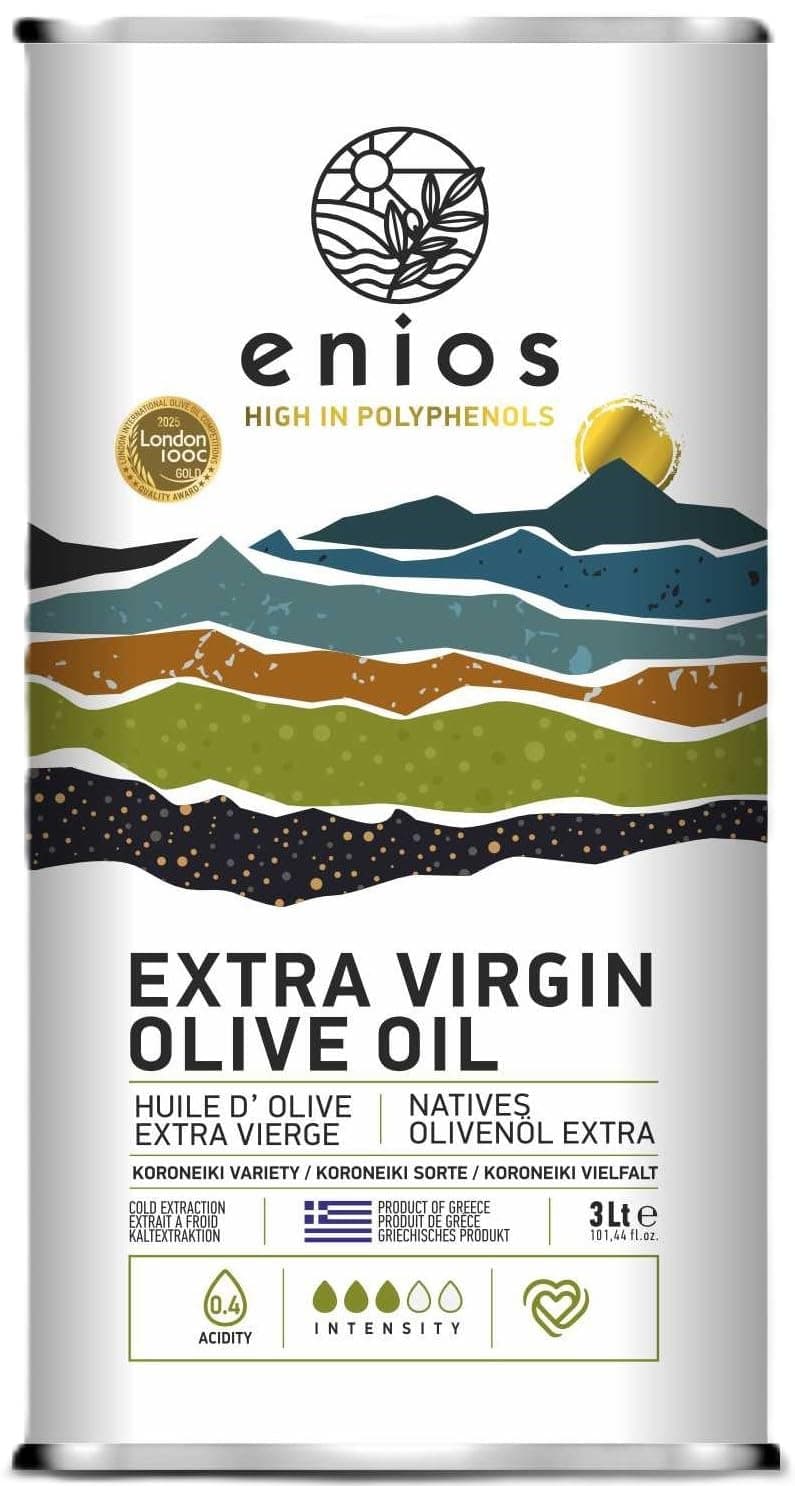 Premium Greek (Kalamata) Extra Virgin Olive Oil 3L. New Harvest 2025/2026. First Cold Pressed, Low Acidity 0.27%, Rich in Polyphenols. Best Before: Jun-2027